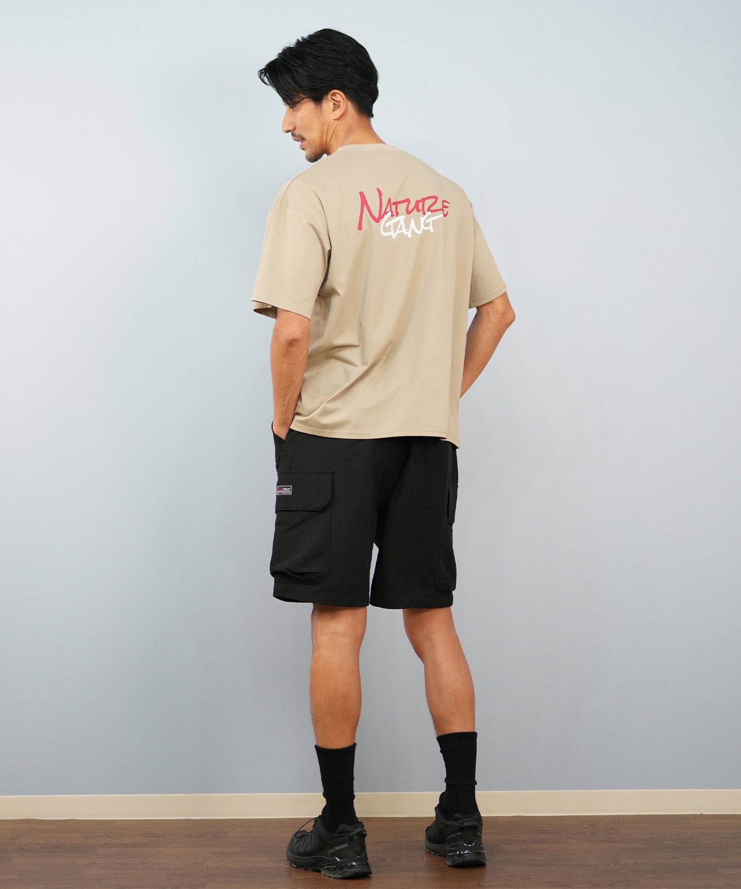 Nature Gang ネイチャーギャング 半袖 Tシャツ メンズ バックプリント ロゴ NG25ST02 ムラサキスポーツ限定(BLACK-M)