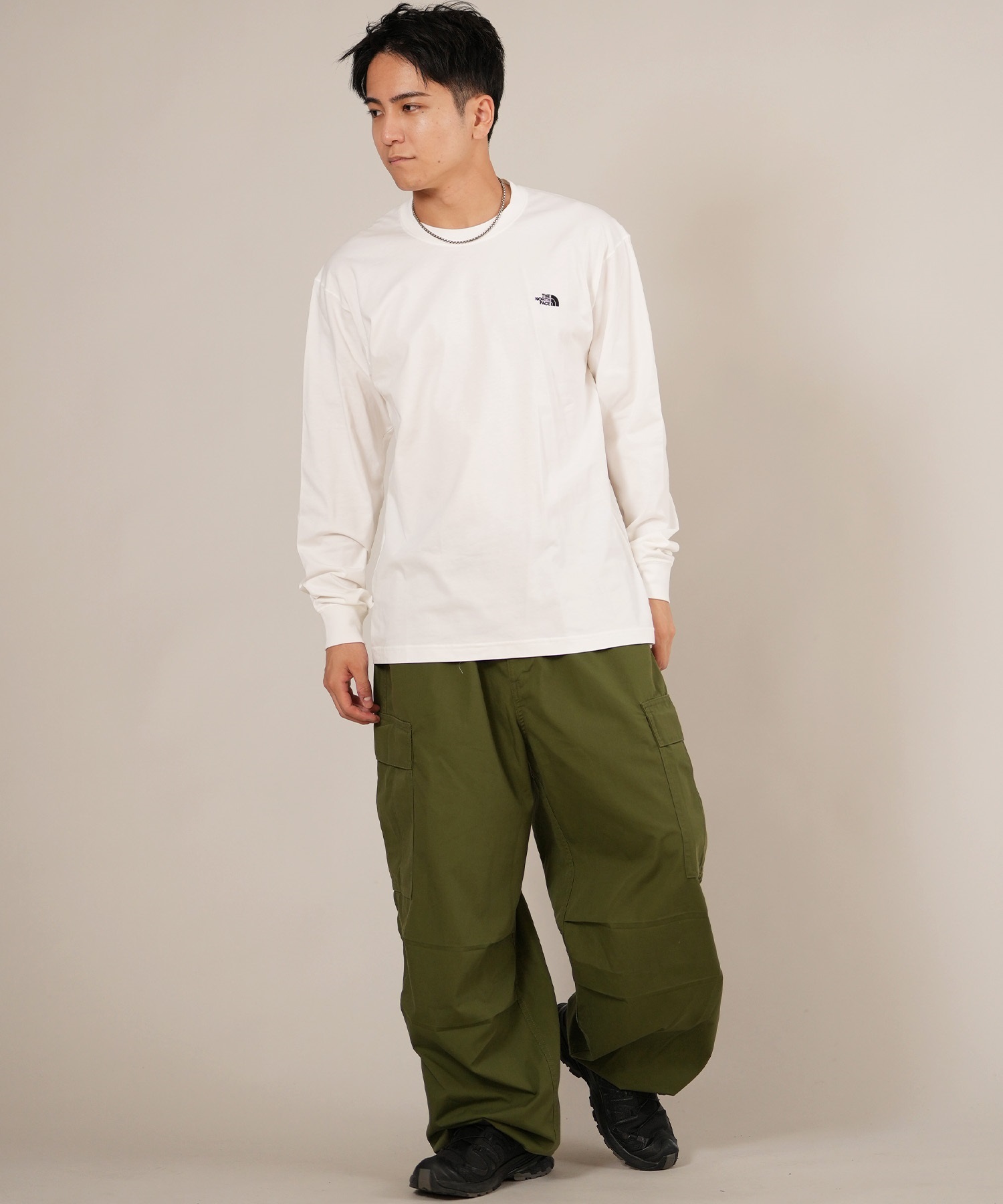 THE NORTH FACE ザ・ノース・フェイス 長袖 Tシャツ ロンT メンズ ワンポイント ロゴ 速乾 LS FD NUPTSE CTN T  NT62531(W-M)