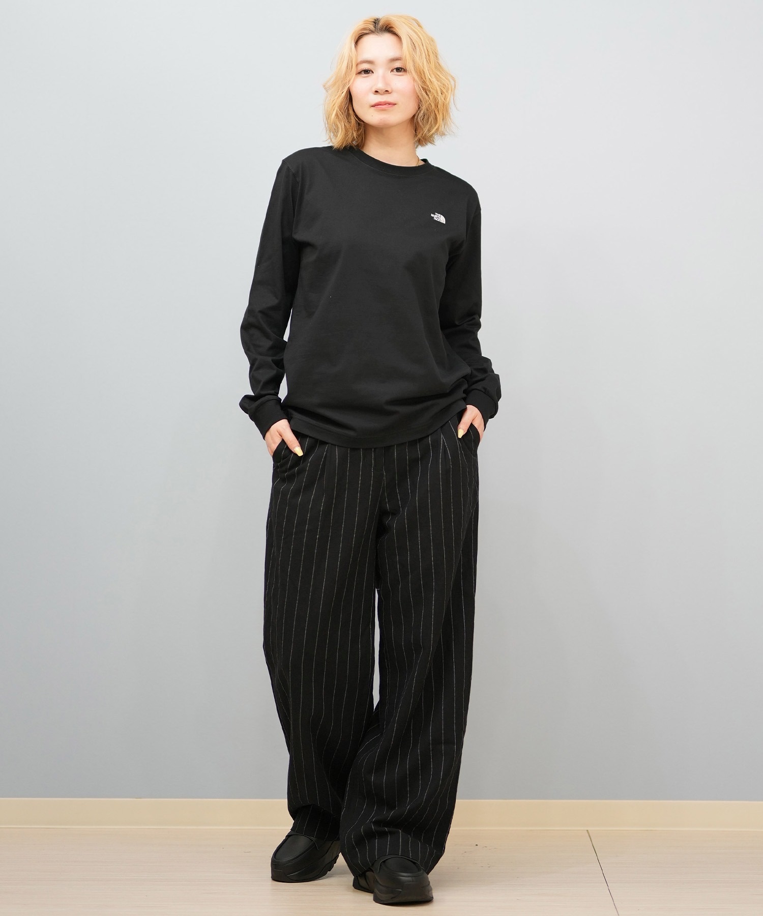 ❍新品　ノースフェイス　メリノウール　ロングスリーブ　スウェット　ブラック　L THE NORTH FACE ザ・ノース・フェイス 長袖 Tシャツ レディース ロング