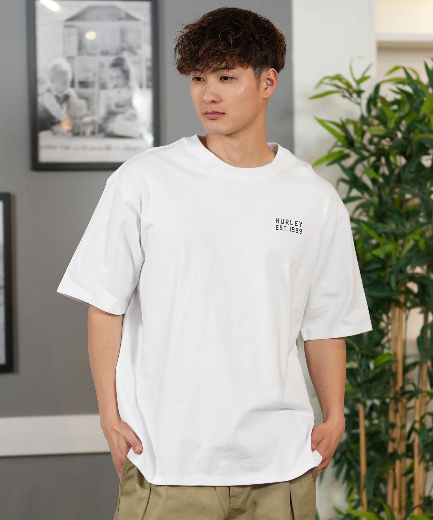 Hurley ハーレー 半袖 Tシャツ メンズ バックプリント オーバーサイズ COLLEGE OVRSZD SS TEE MCSS251055(WHT-S)