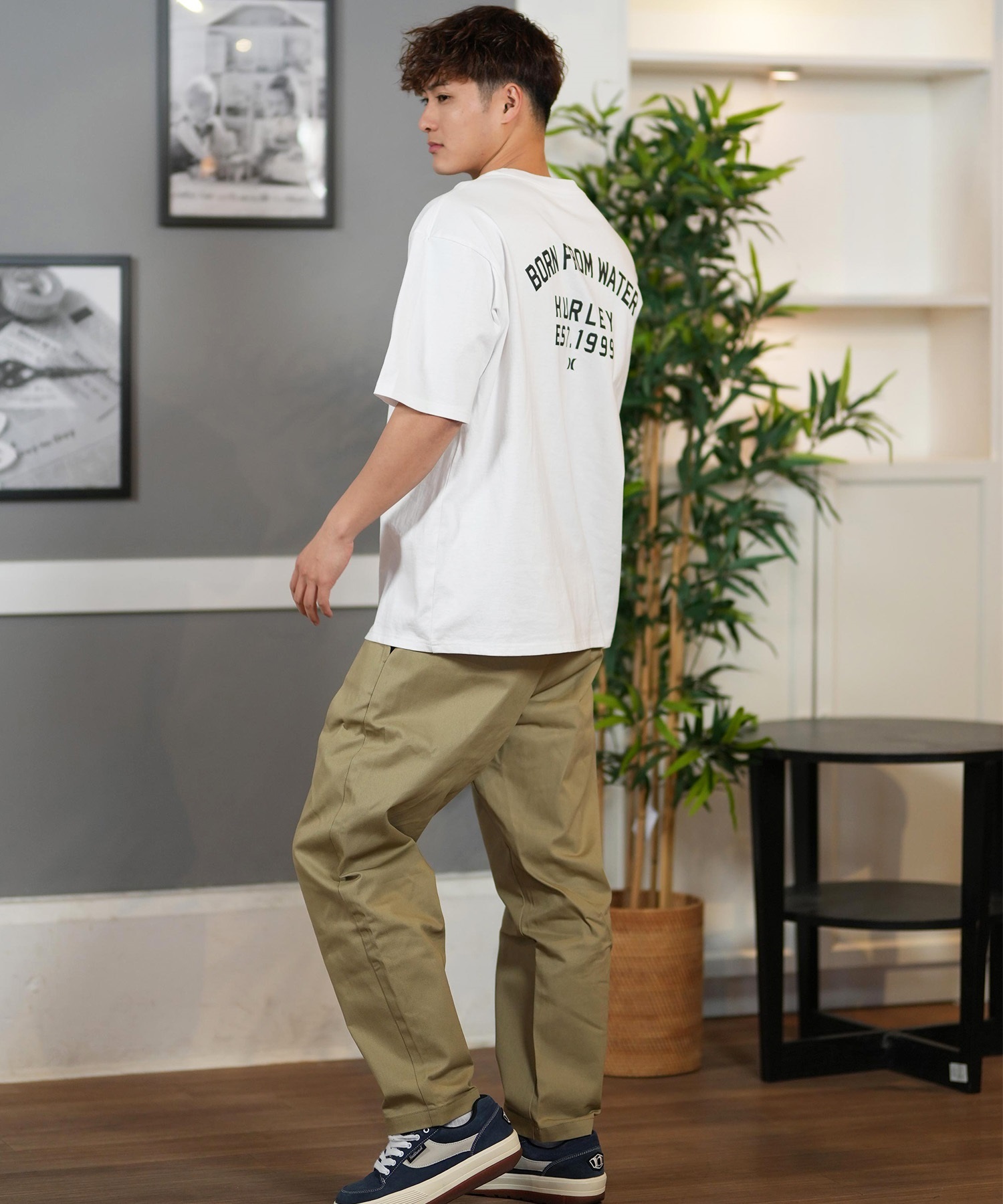 Hurley ハーレー 半袖 Tシャツ メンズ バックプリント オーバーサイズ COLLEGE OVRSZD SS TEE MCSS251055(WHT-S)