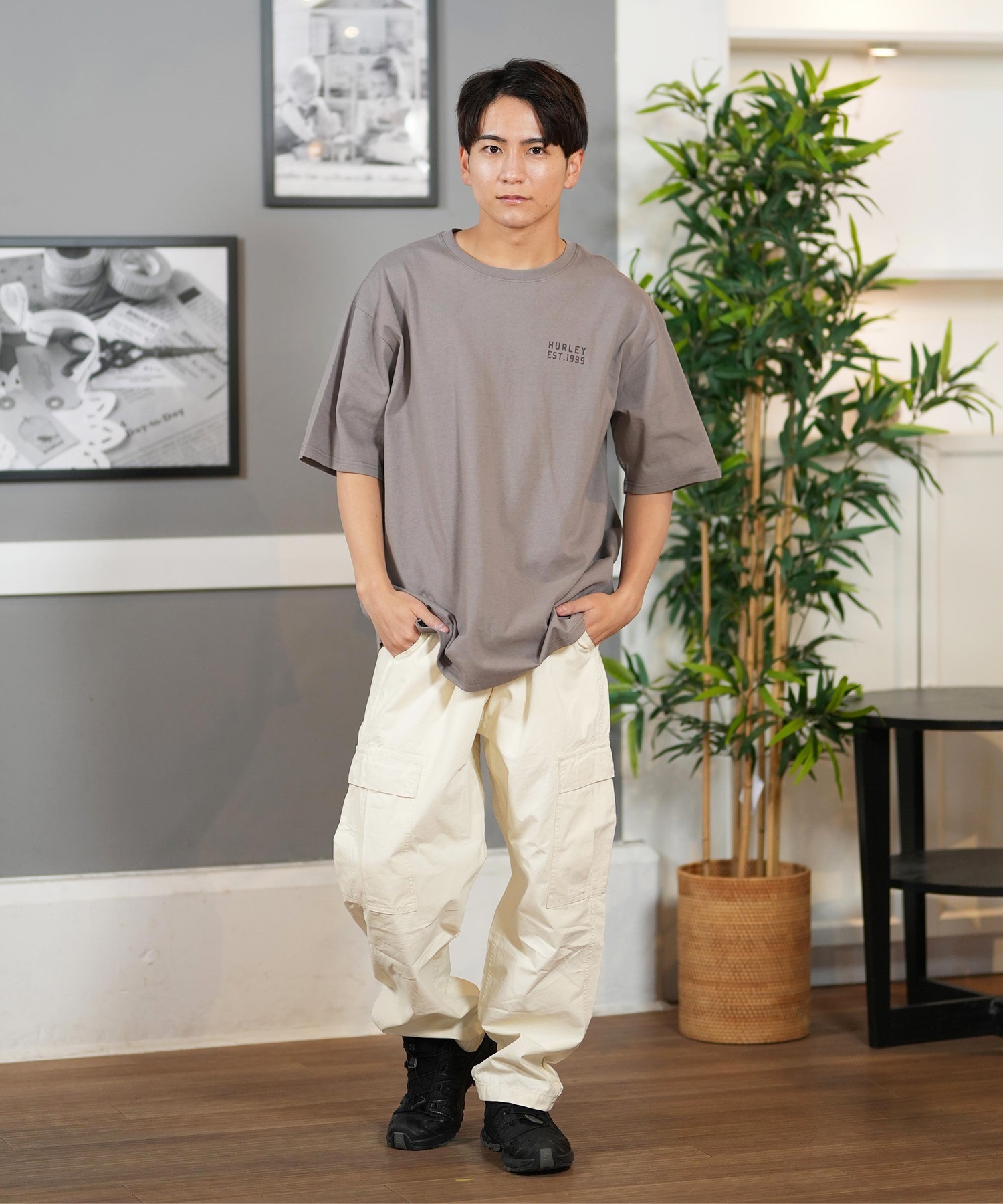 Hurley ハーレー 半袖 Tシャツ メンズ バックプリント オーバーサイズ COLLEGE OVRSZD SS TEE MCSS251055(WHT-S)