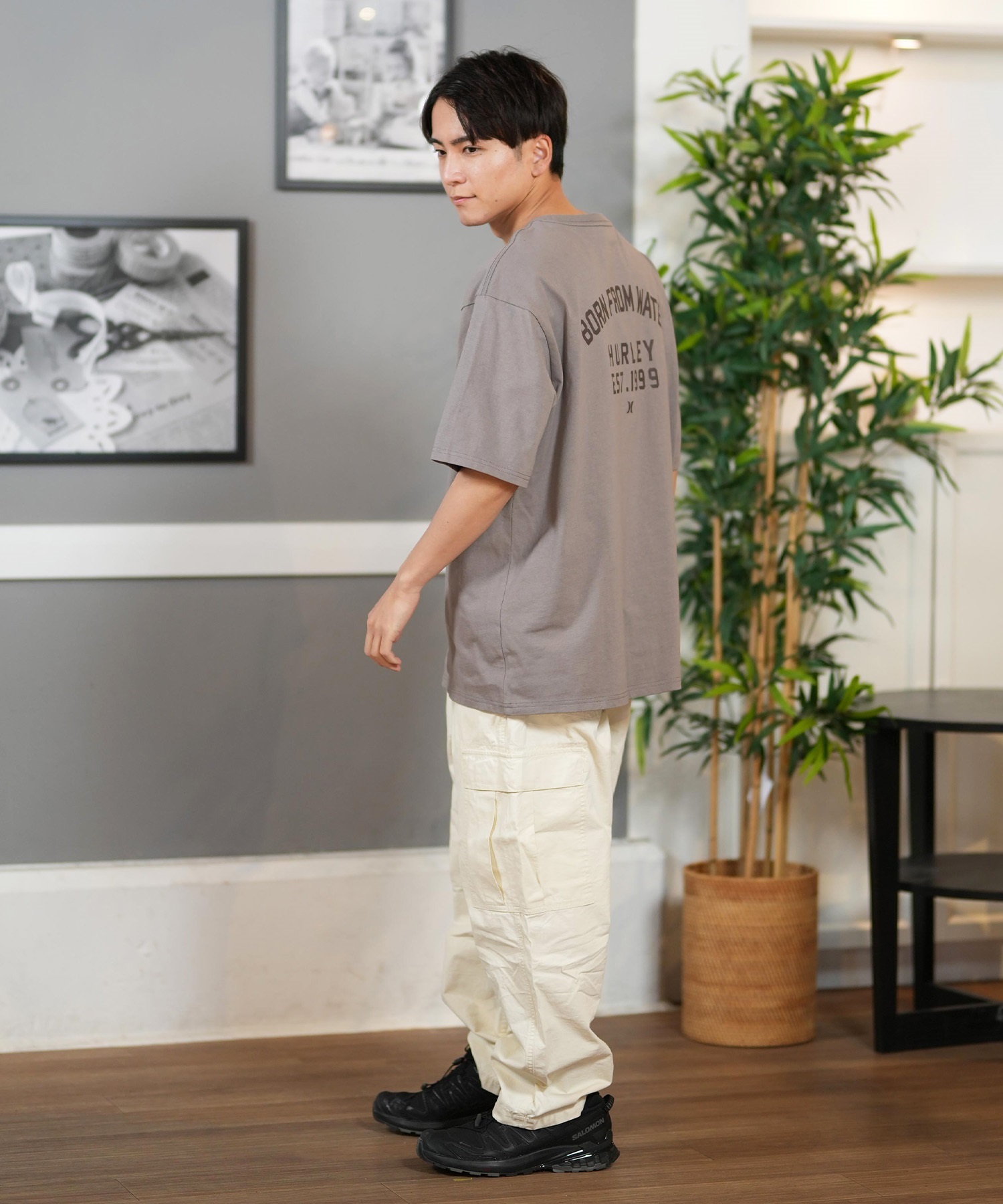 Hurley ハーレー 半袖 Tシャツ メンズ バックプリント オーバーサイズ COLLEGE OVRSZD SS TEE MCSS251055(WHT-S)