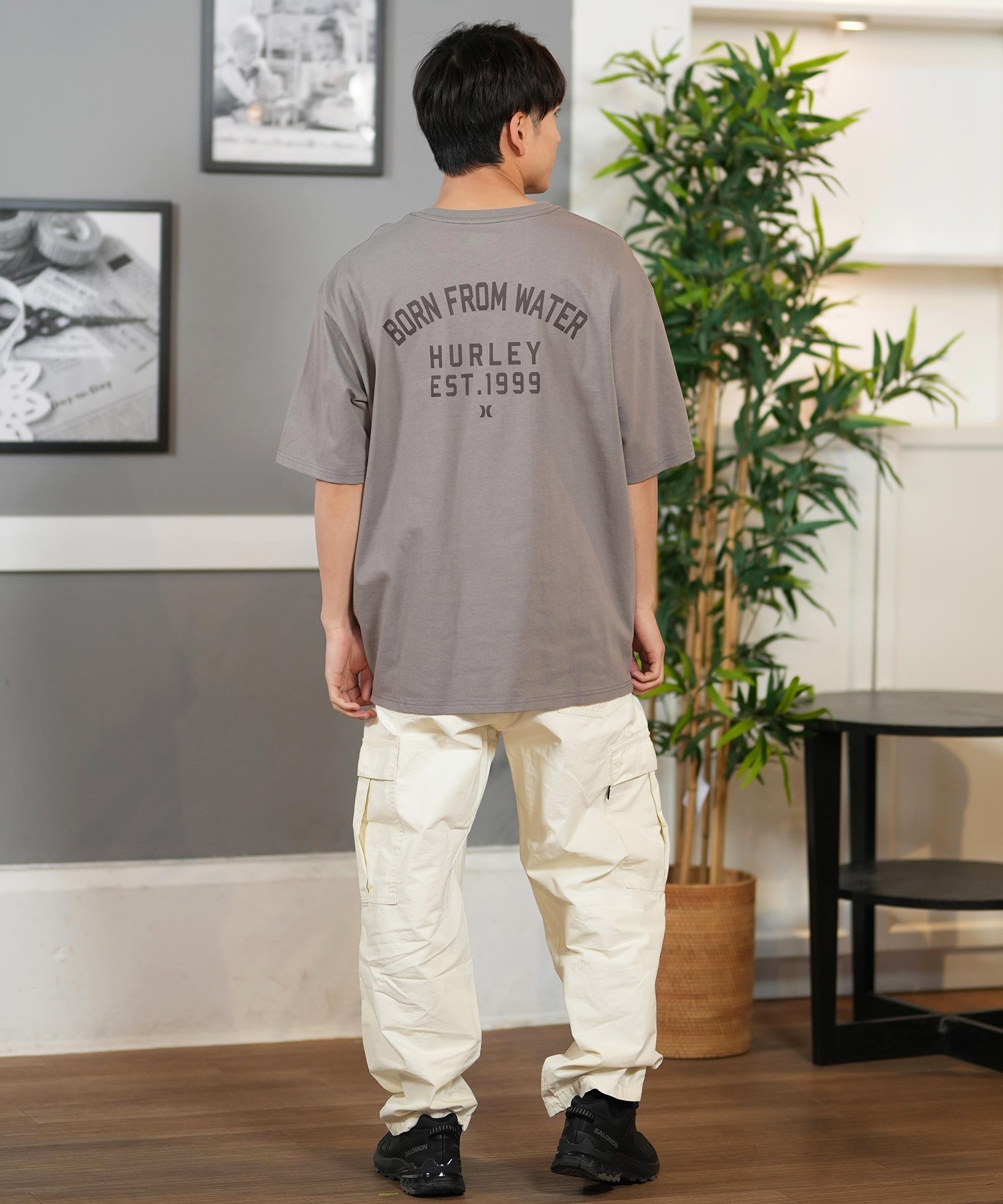 Hurley ハーレー 半袖 Tシャツ メンズ バックプリント オーバーサイズ COLLEGE OVRSZD SS TEE MCSS251055(WHT-S)