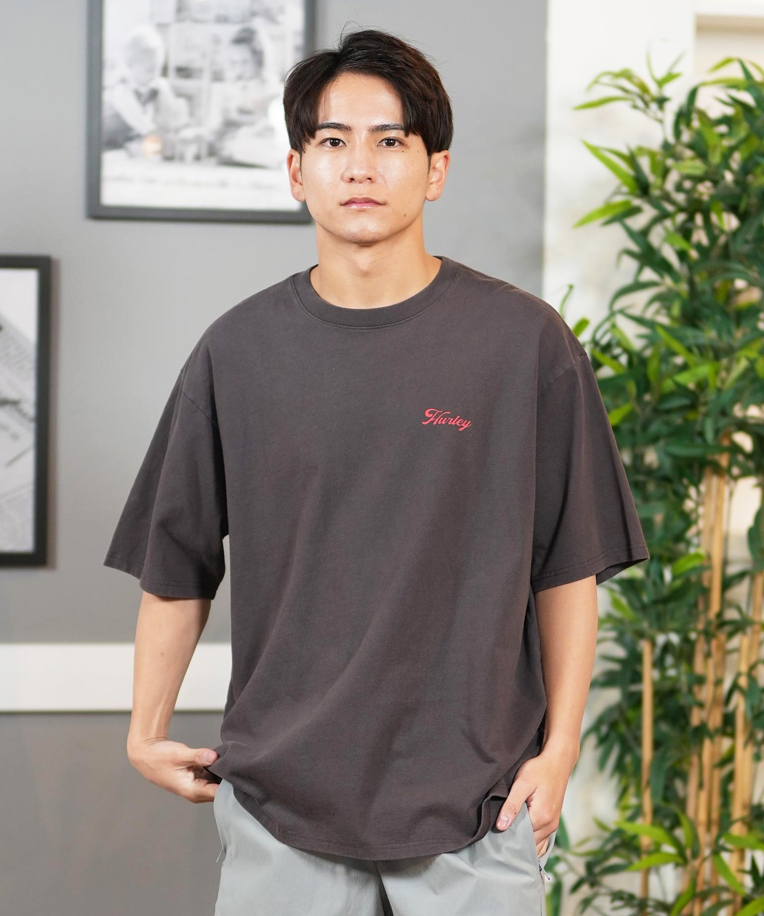 九月八日　ハーレーTシャツ　チャコール　Sサイズ メンズ/Tシャツ/オーバーサイズフィット｜Hurley（ハーレー