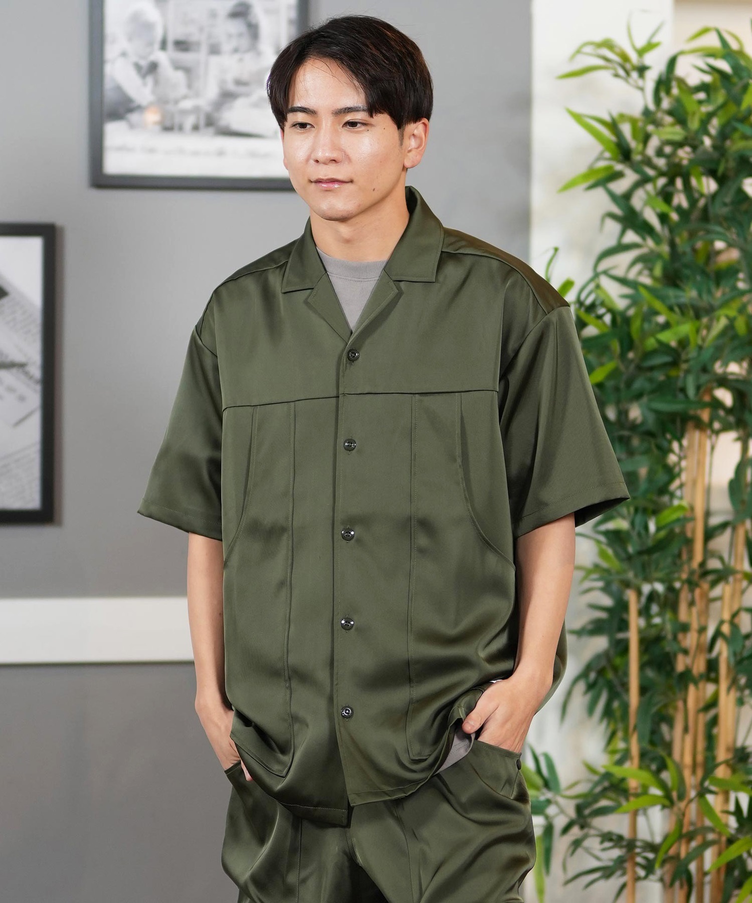 Hurley ハーレー 半袖 シャツ メンズ サテン オーバーサイズ