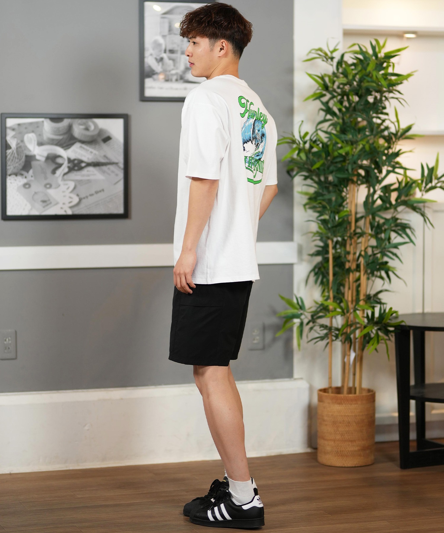 Hurley ハーレー ショートパンツ メンズ ショーツ ハーフパンツ ワンポイント ロゴ 水陸両用 UVカット セットアップ対応 MUWS251022(BLK-M)