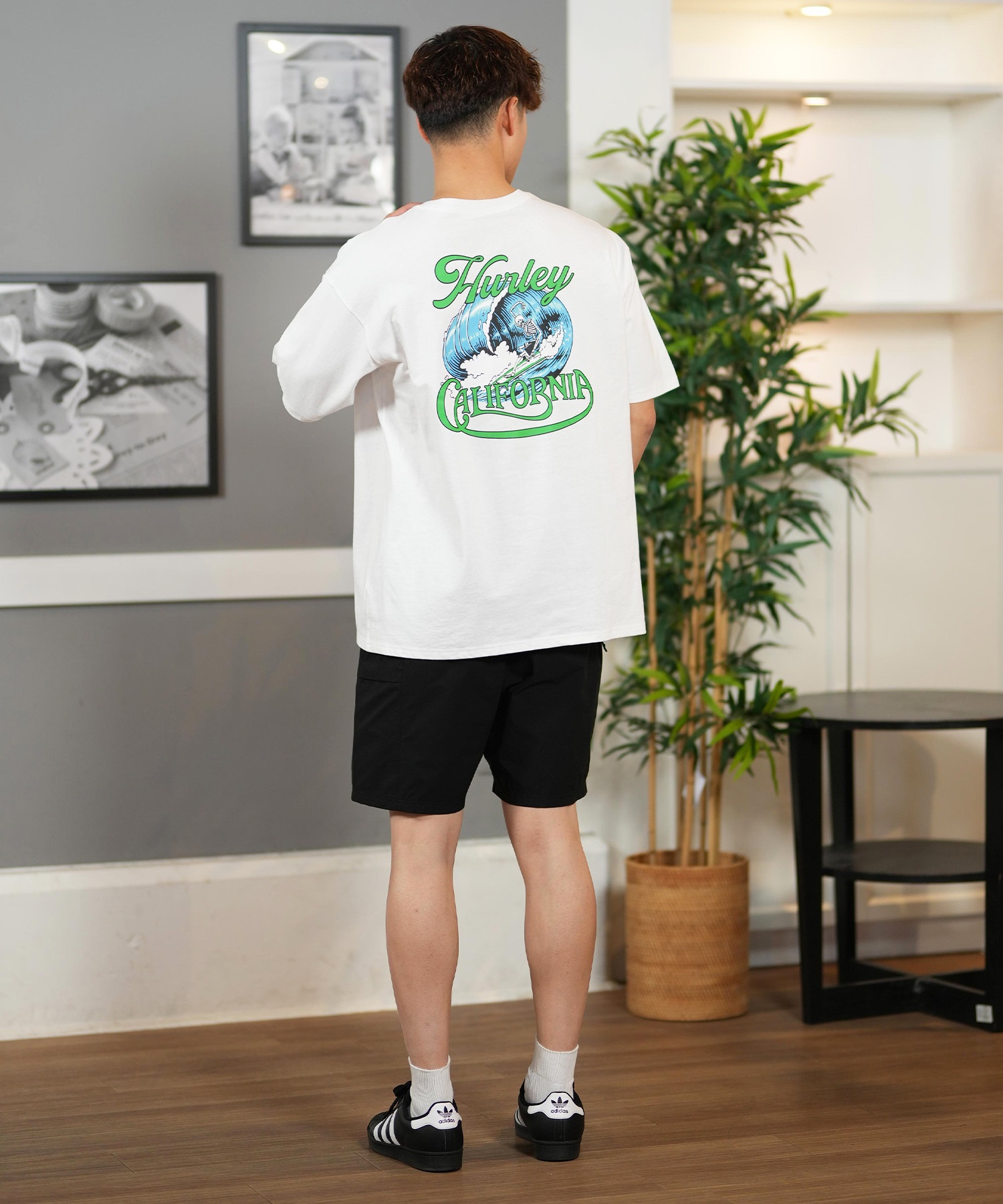 Hurley ハーレー ショートパンツ メンズ ショーツ ハーフパンツ ワンポイント ロゴ 水陸両用 UVカット セットアップ対応 MUWS251022(BLK-M)