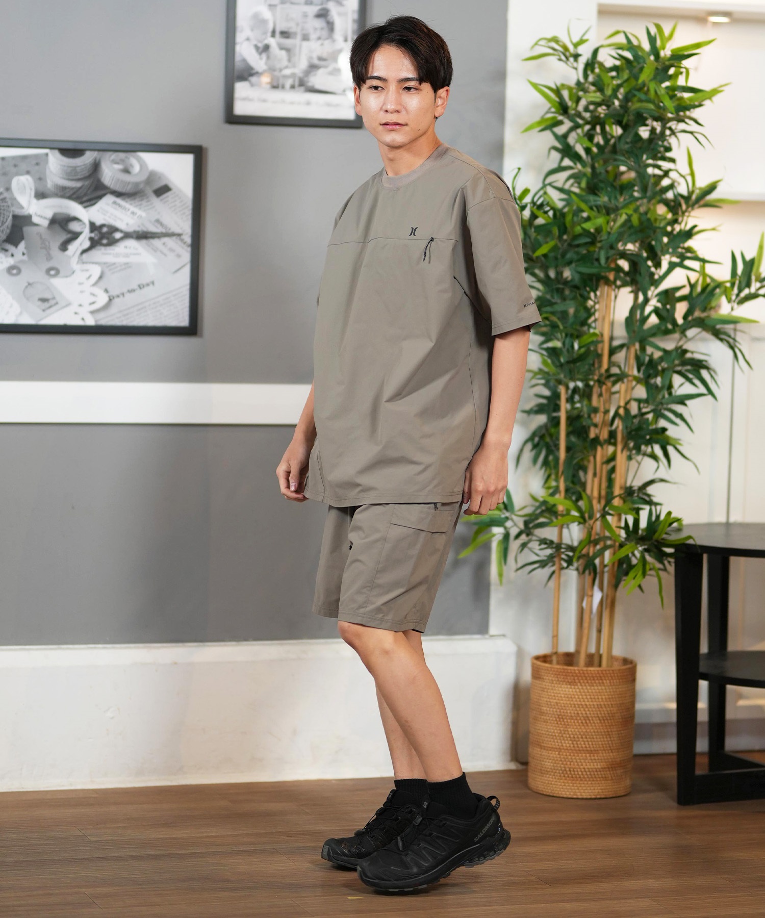 Hurley ハーレー ショートパンツ メンズ ショーツ ハーフパンツ ワンポイント ロゴ 水陸両用 UVカット セットアップ対応 MUWS251022(BLK-M)