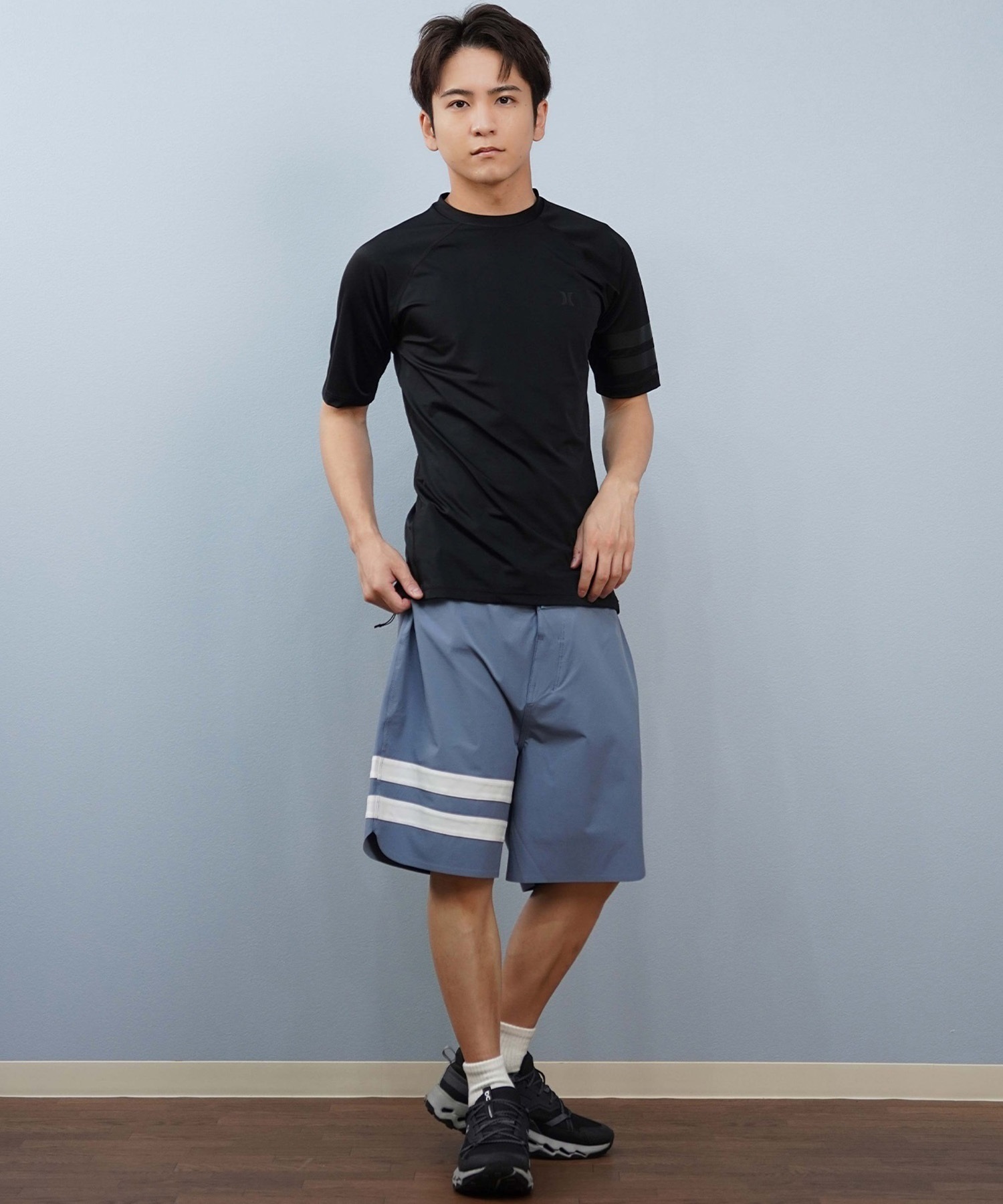 Hurley ハーレー 水着 ラッシュガード 半袖 Tシャツ メンズ ロゴ シンプル MSRG251004(BKBK-M)