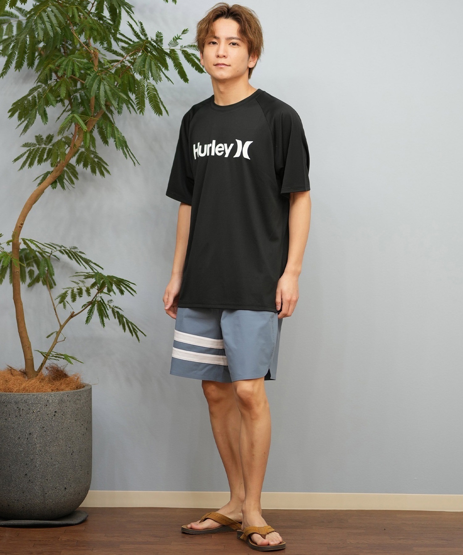 Hurley ハーレー 水着 ラッシュガード 半袖 Tシャツ メンズ 水陸両用 UVカット ロゴ MSRG251006(WHT-S)