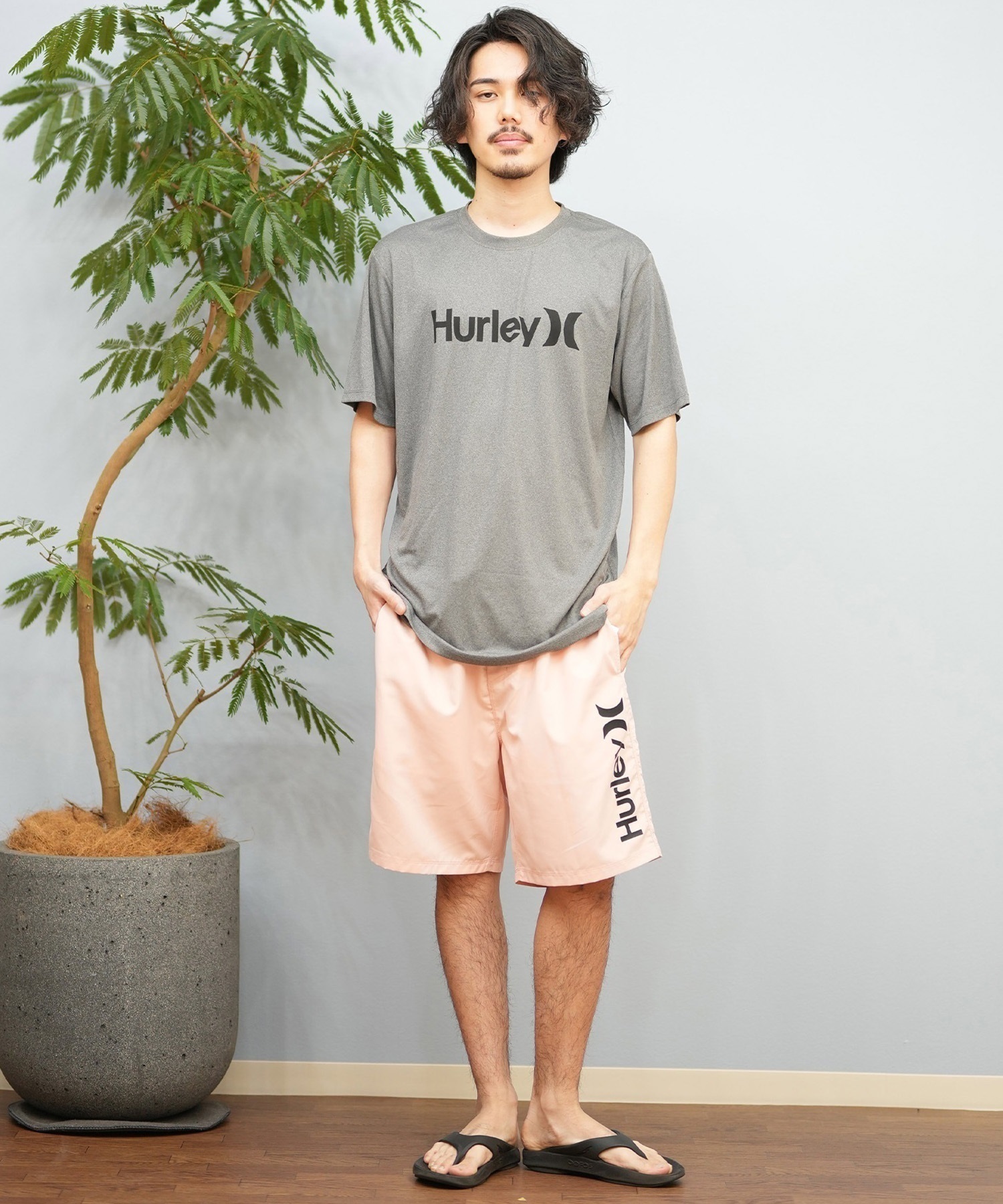 Hurley ハーレー 水着 ラッシュガード 半袖 Tシャツ メンズ 水陸両用 UVカット ロゴ MSRG251006(WHT-S)
