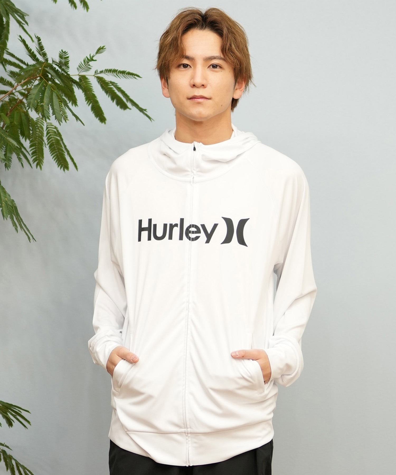 Hurley ハーレー 水着 ラッシュガード ジップアップ パーカー メンズ UVカット ロゴ シンプル MSRG251010(BLK-S)