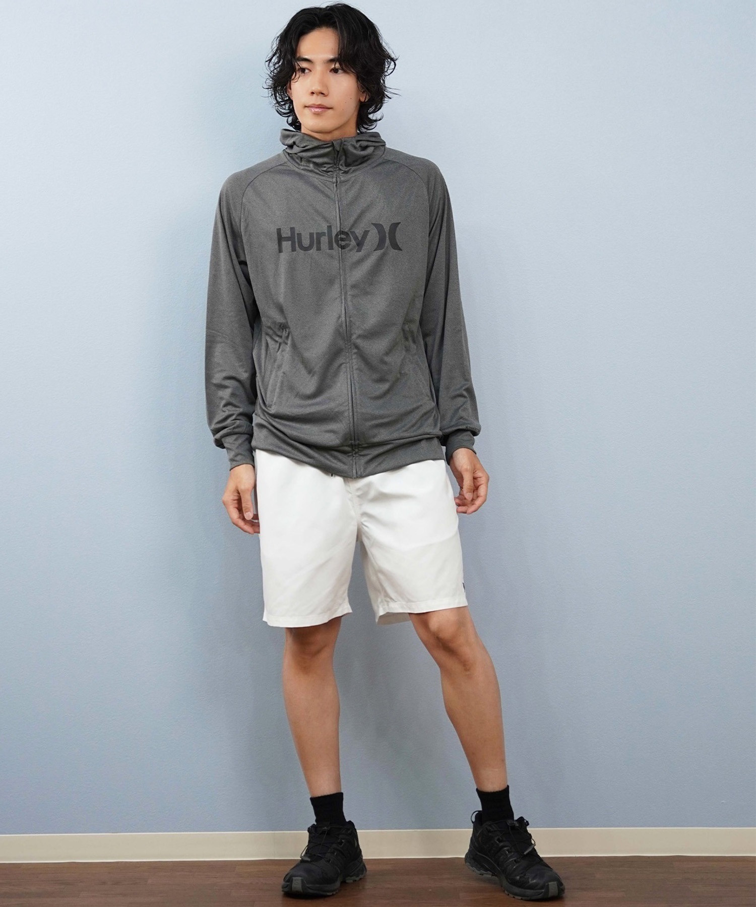 Hurley ハーレー 水着 ラッシュガード ジップアップ パーカー メンズ UVカット ロゴ シンプル MSRG251010(BLK-S)