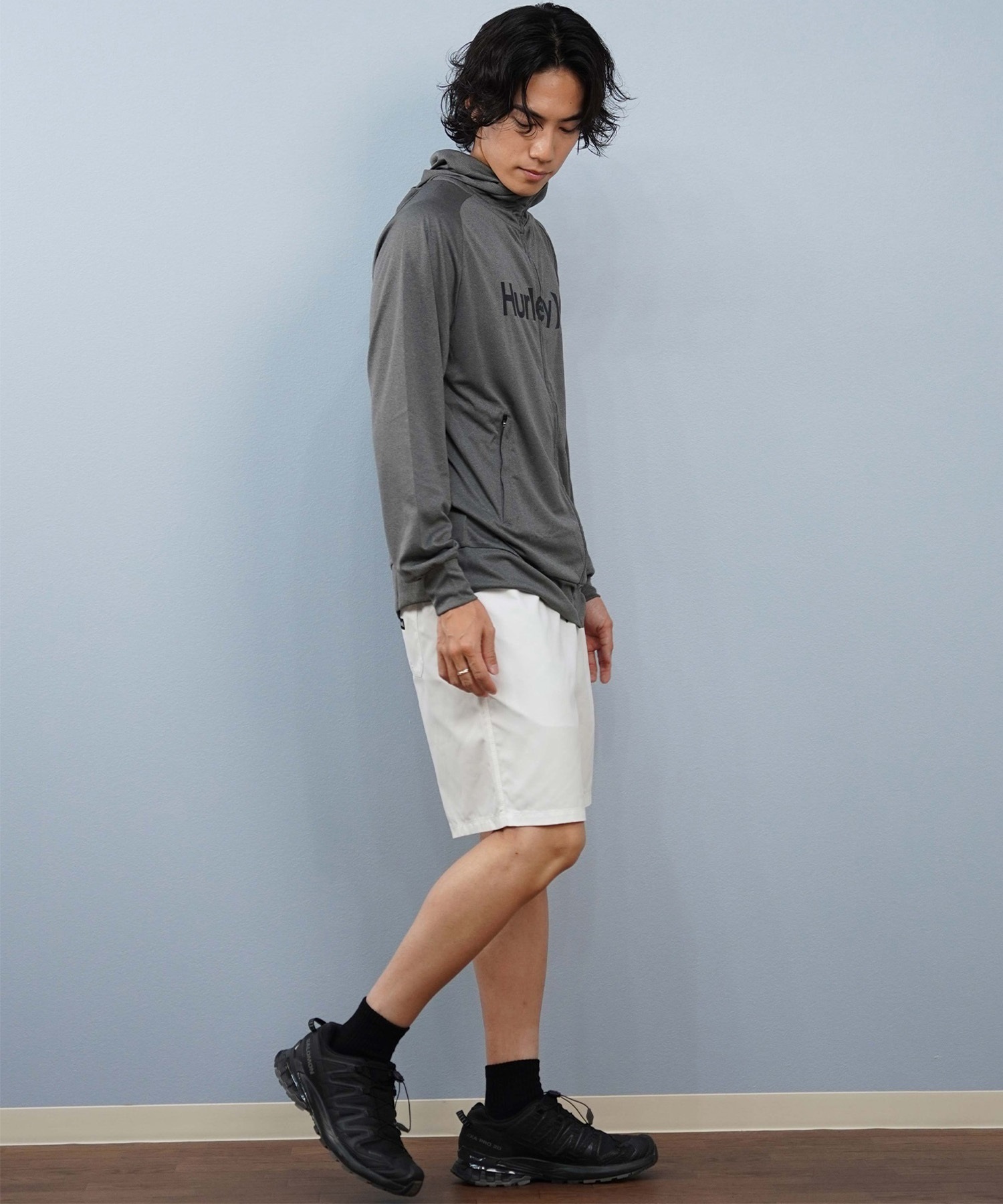 Hurley ハーレー 水着 ラッシュガード ジップアップ パーカー メンズ UVカット ロゴ シンプル MSRG251010(BLK-S)