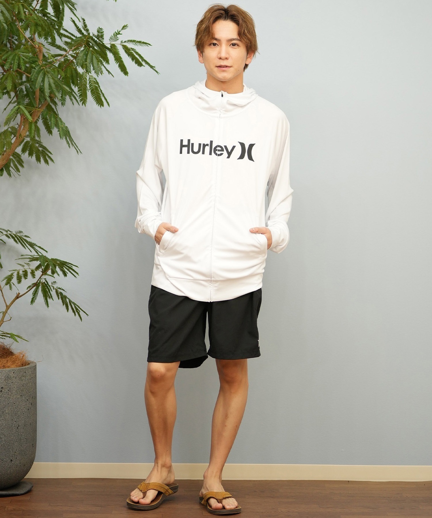 Hurley ハーレー 水着 ラッシュガード ジップアップ パーカー メンズ UVカット ロゴ シンプル MSRG251010(BLK-S)