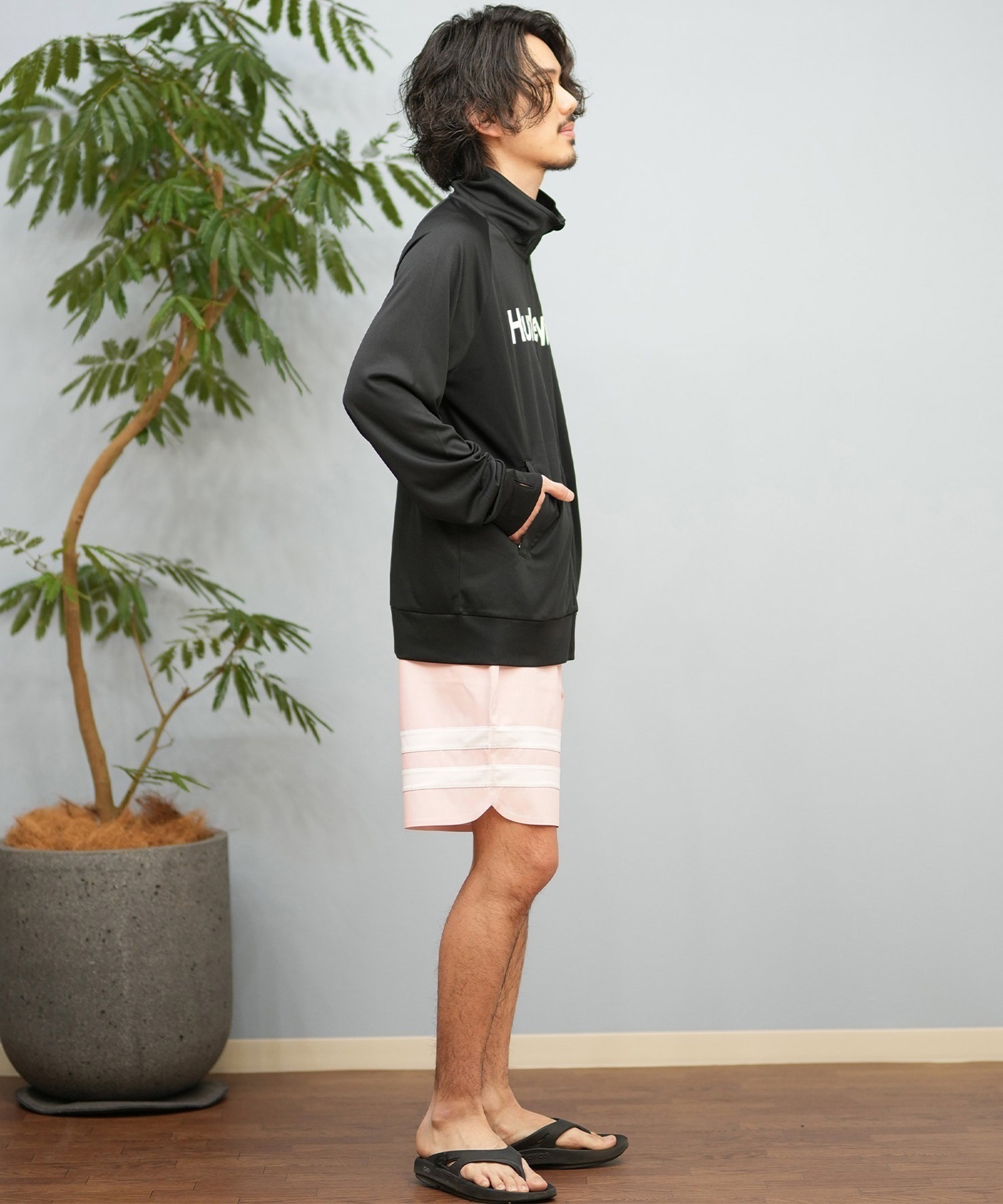 Hurley ハーレー 水着 ラッシュガード 長袖 Tシャツ ロンT メンズ UVカット ロゴ ジップアップ MSRG251012(CGHT-S)
