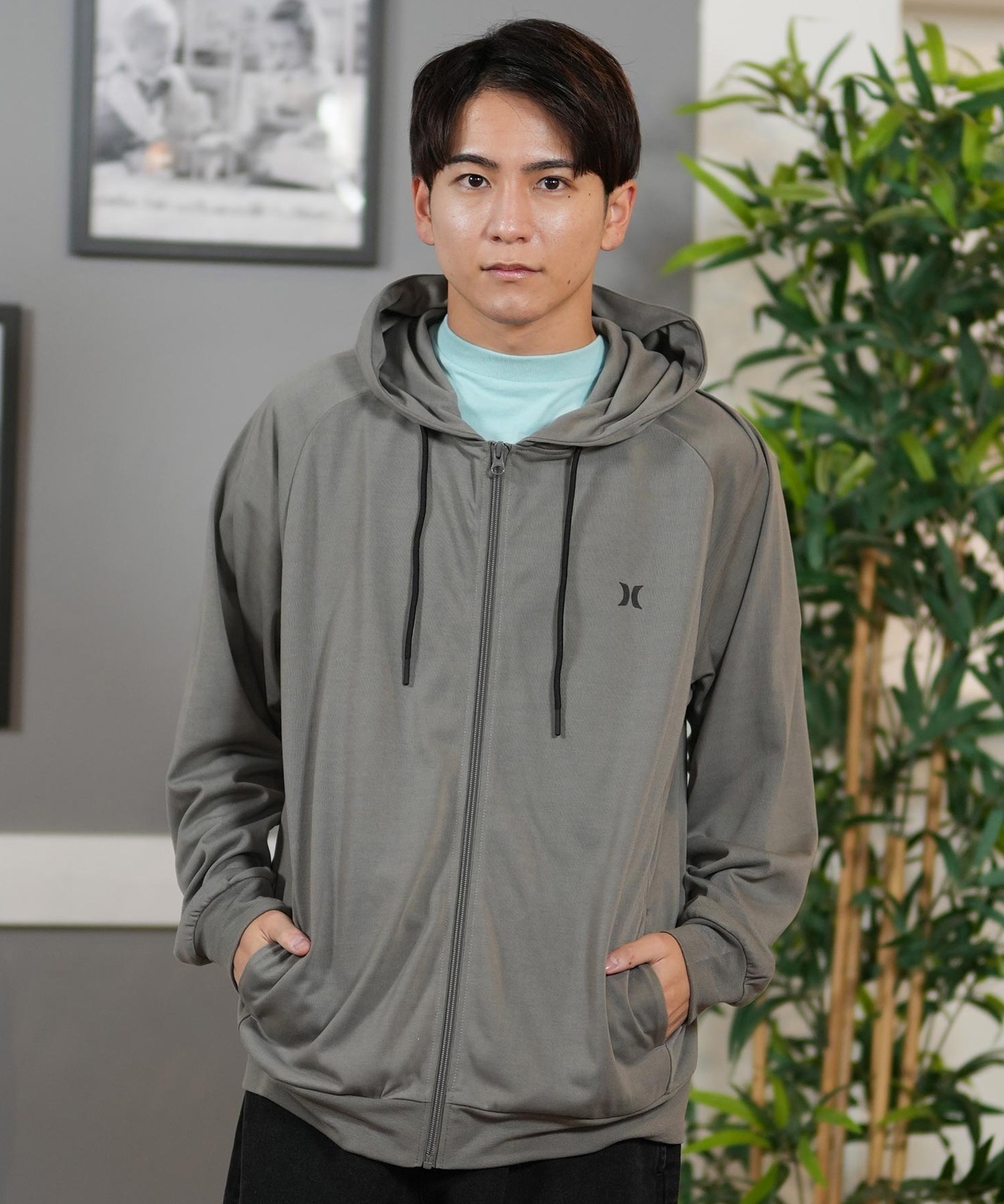 Hurley ハーレー 水着 ラッシュガード 長袖 ジップアップ パーカー メンズ バックプリント 水陸両用 吸水速乾 UVカット MUFZ251015(WHT-M)