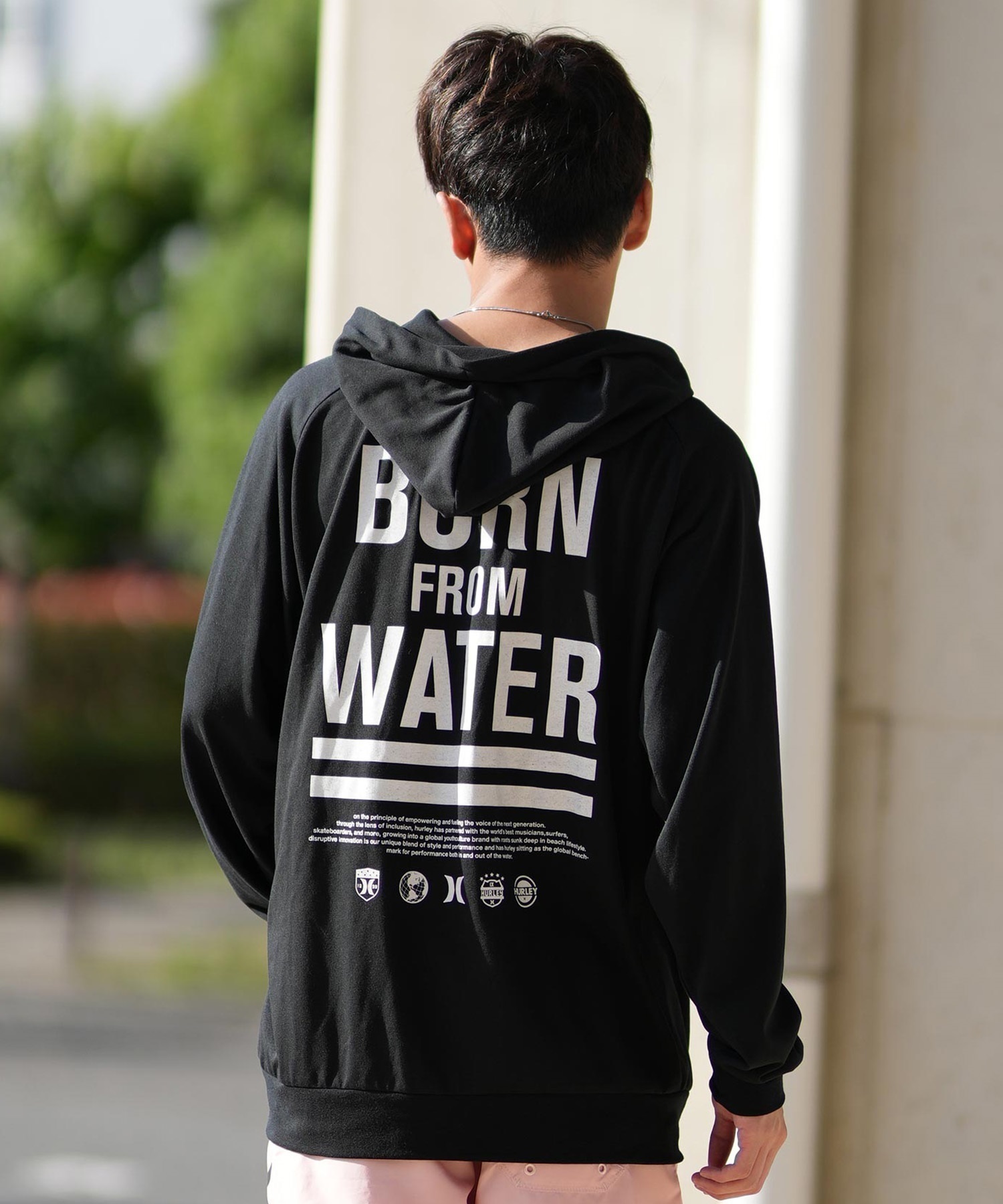 Hurley ハーレー 水着 ラッシュガード 長袖 ジップアップ パーカー メンズ バックプリント 水陸両用 吸水速乾 UVカット MUFZ251015(WHT-M)