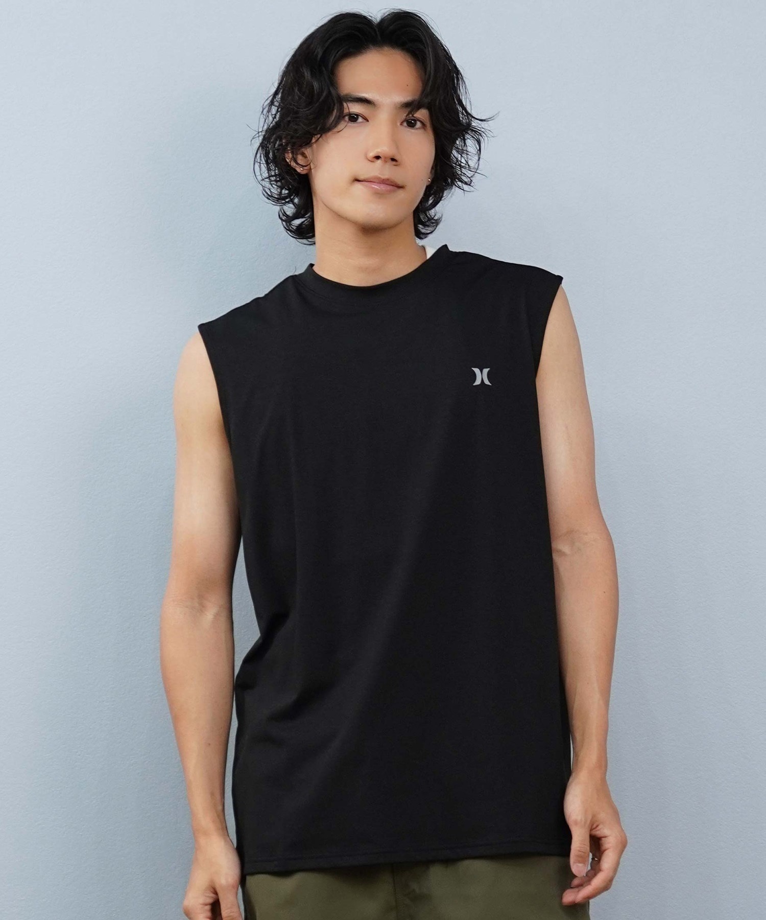Hurley ハーレー 水着 ラッシュガード タンクトップ メンズ UVカット バックプリント ロゴ MUSL251082(BLK-M)