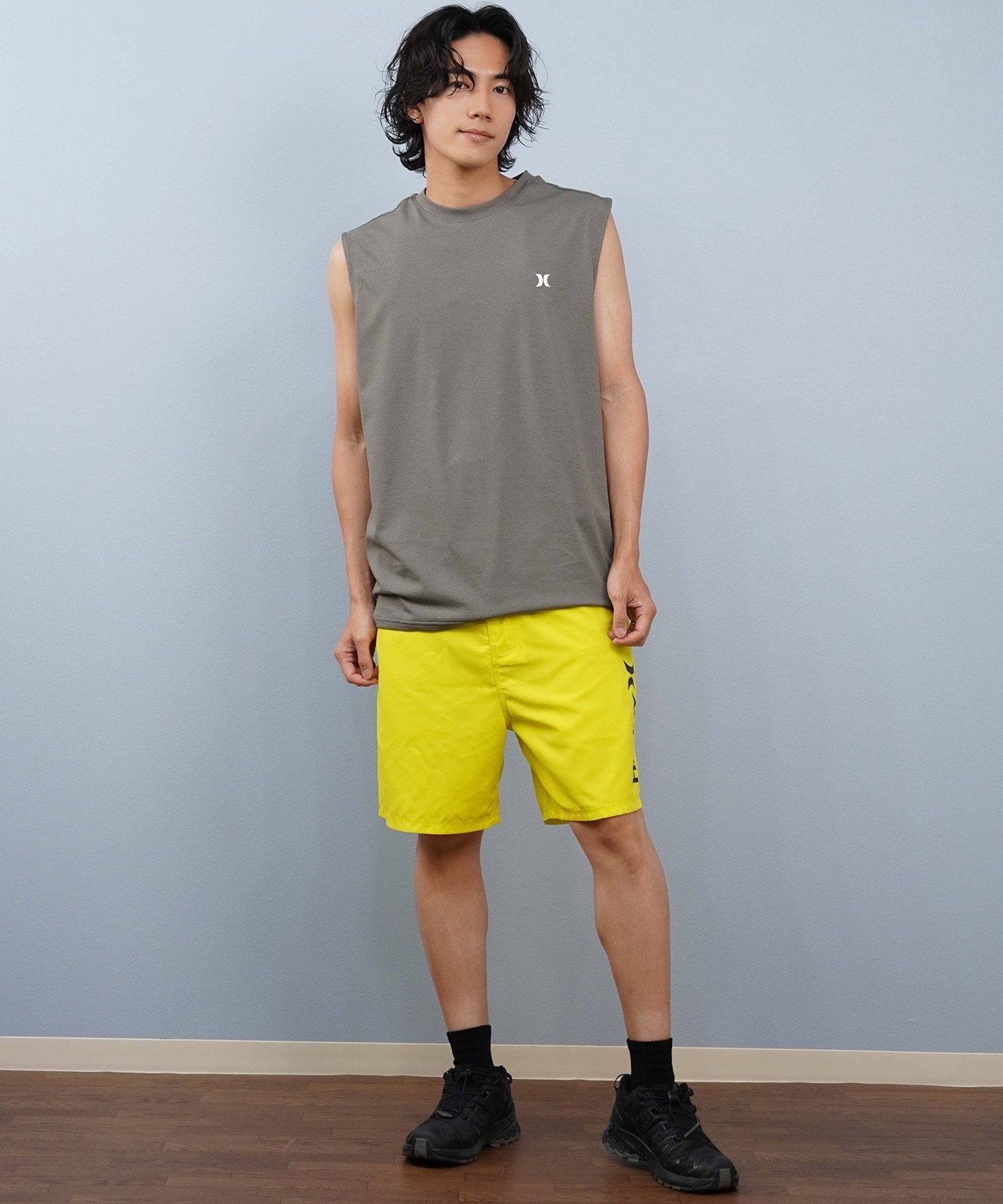 Hurley ハーレー 水着 ラッシュガード タンクトップ メンズ UVカット バックプリント ロゴ MUSL251082(BLK-M)