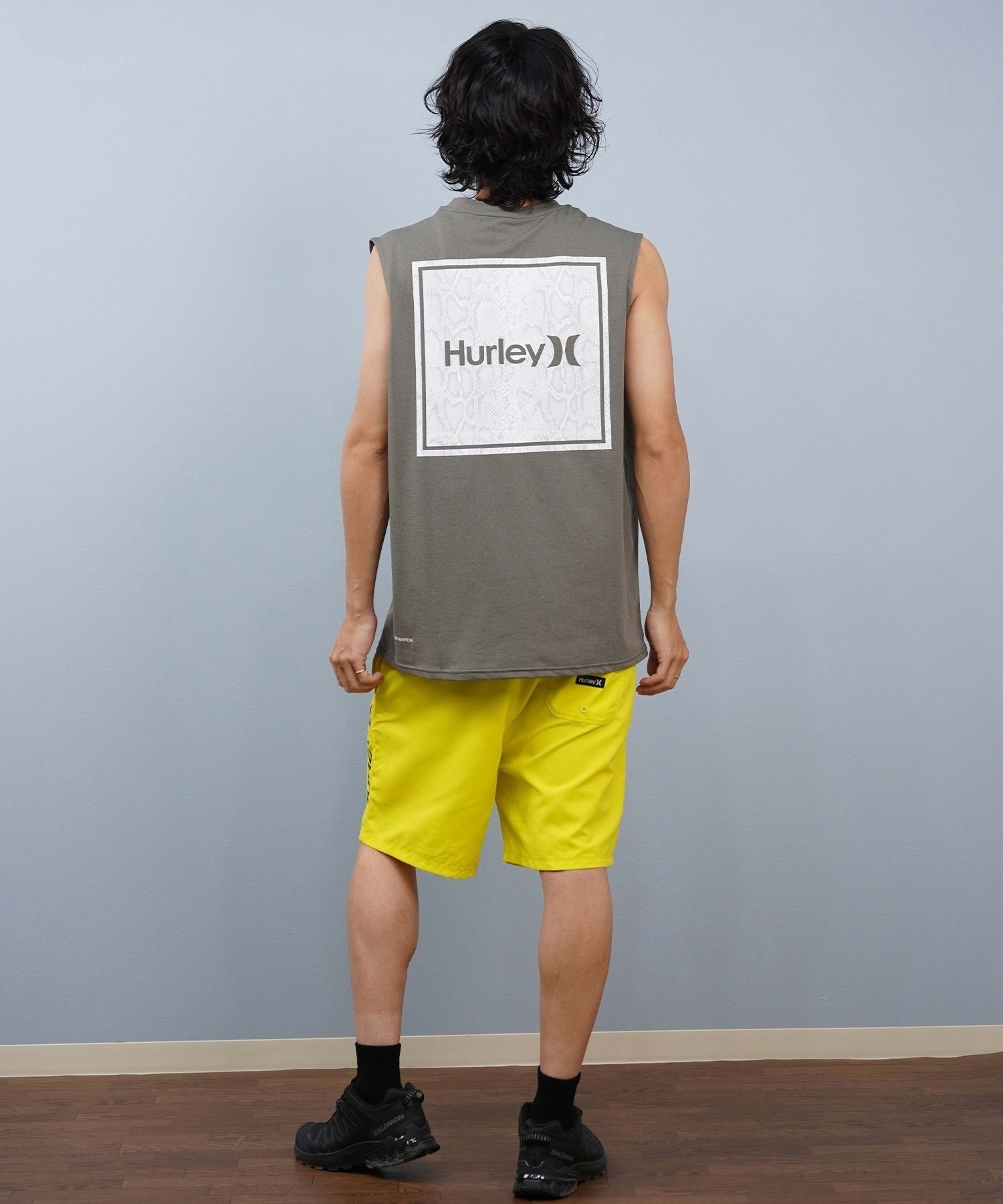 Hurley ハーレー 水着 ラッシュガード タンクトップ メンズ UVカット バックプリント ロゴ MUSL251082(BLK-M)