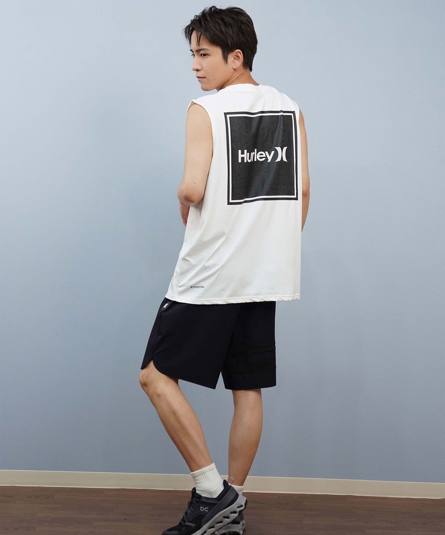 Hurley ハーレー 水着 ラッシュガード タンクトップ メンズ UVカット バックプリント ロゴ MUSL251082(BLK-M)