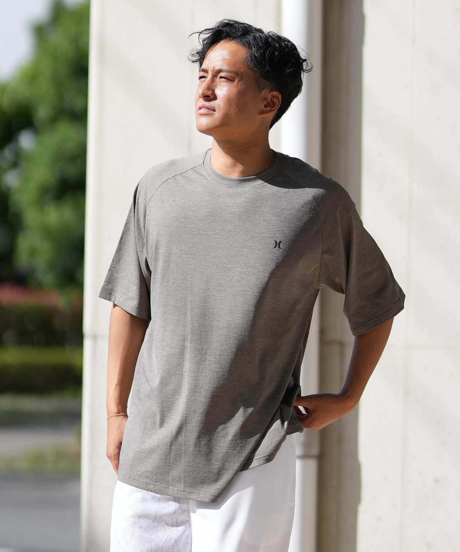Hurley ハーレー ラッシュガード 半袖 メンズ Tシャツ バックプリント オーバーサイズ 水陸両用 UVカット MUSS251030(WHT-M)