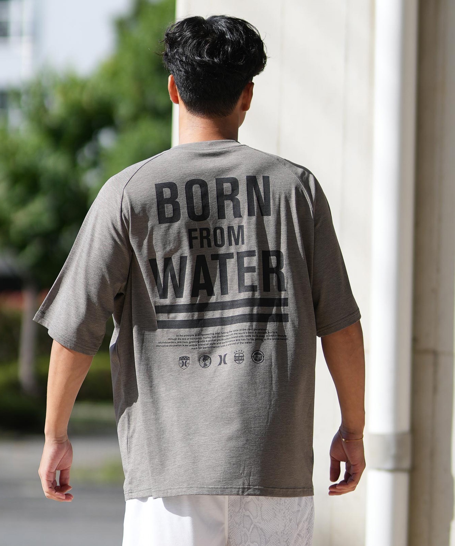 Hurley ハーレー ラッシュガード 半袖 メンズ Tシャツ バックプリント オーバーサイズ 水陸両用 UVカット MUSS251030(WHT-M)