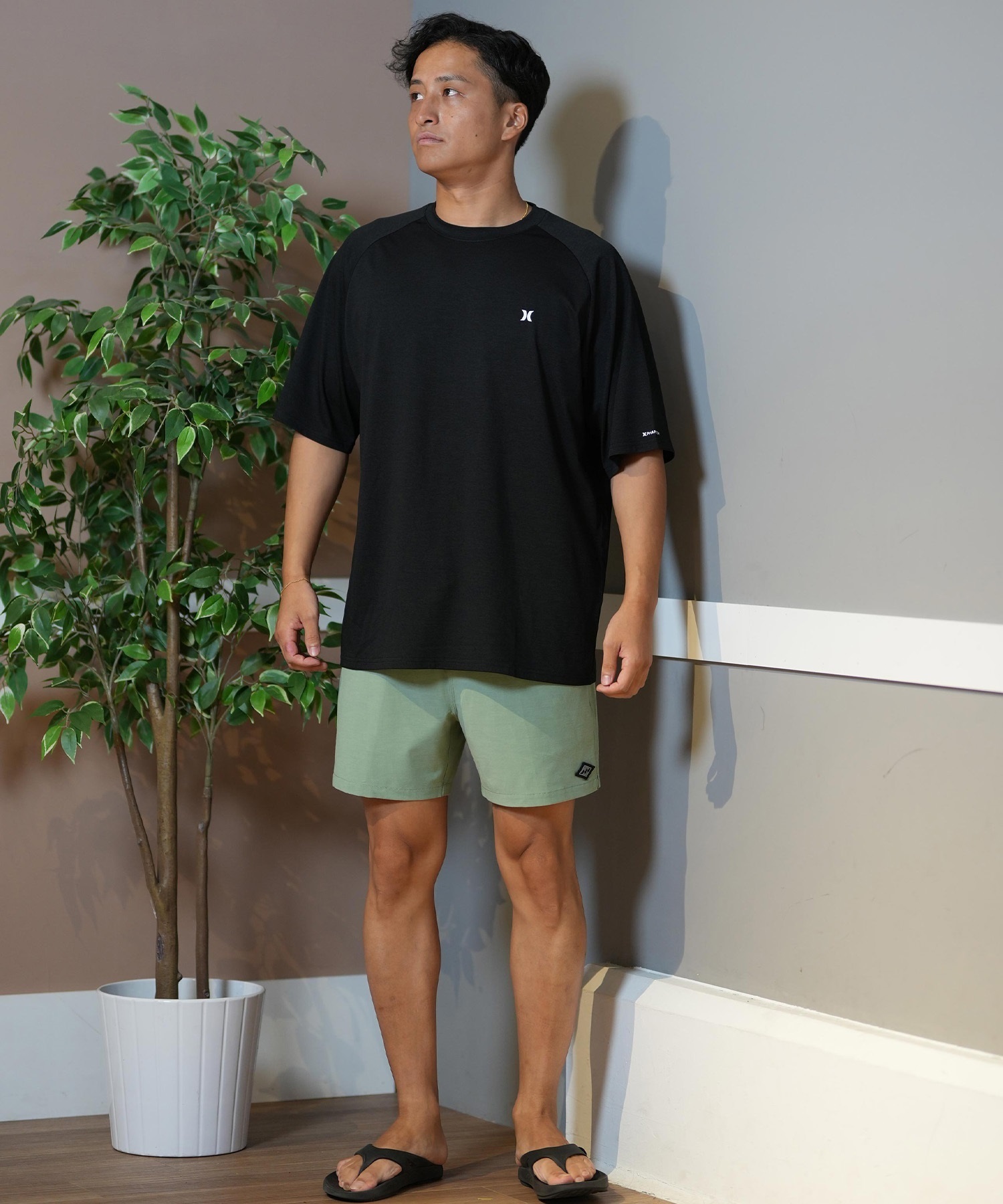 Hurley ハーレー ラッシュガード 半袖 メンズ Tシャツ バックプリント オーバーサイズ 水陸両用 UVカット MUSS251030(WHT-M)