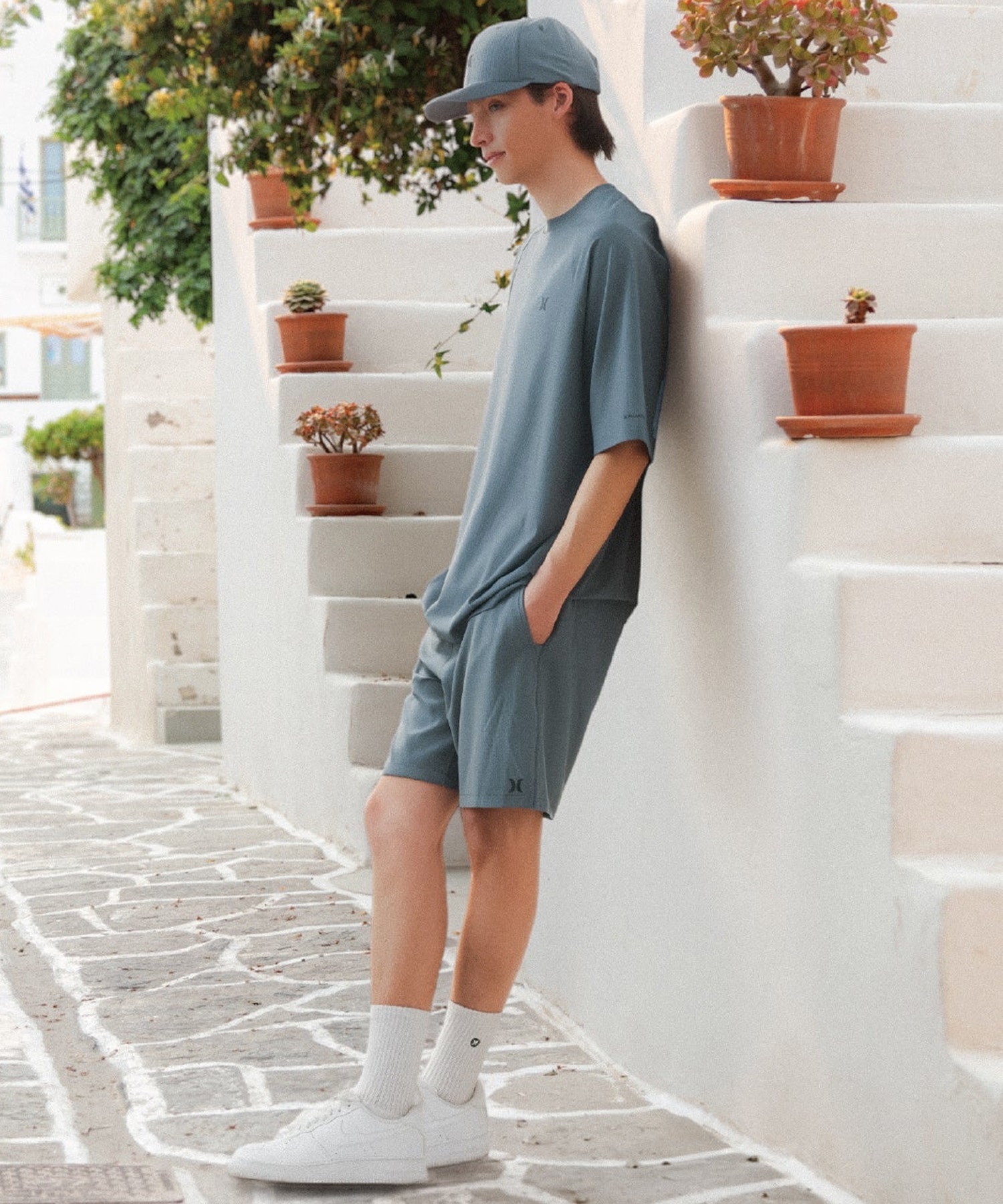 Hurley ハーレー 水着 ラッシュガード 半袖 Tシャツ メンズ ワンポイント ロゴ 水陸両用 撥水 吸水速乾 MUSS251089(WHT-M)