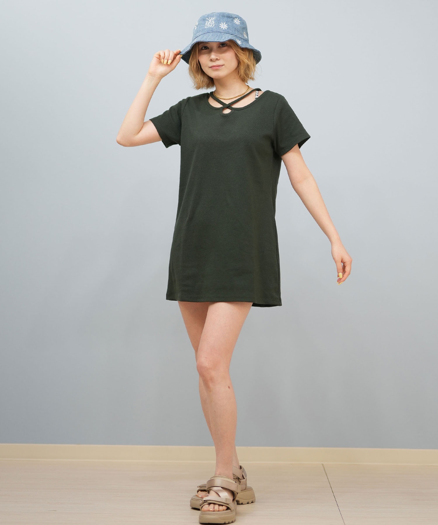 Hurley ハーレー ワンピース レディース ミニ丈 RIB STRING DRESS WCDR251060(BLK-S)