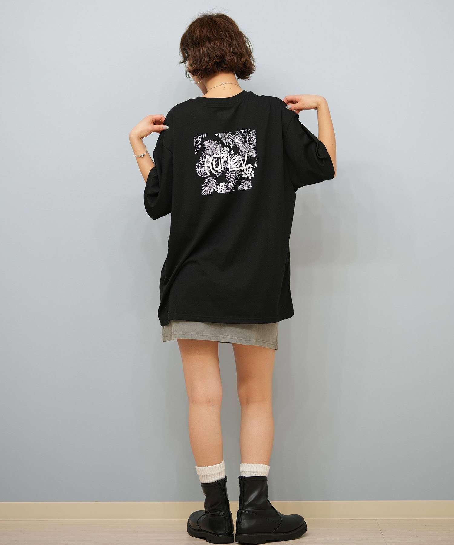 Hurley ハーレー 半袖 Tシャツ レディース バックプリント ハイビスカス ボックスロゴ ショートスリーブティー WCSS251055 Hurley ハーレー 半袖 Tシャツ メンズ バックプリント オーバー