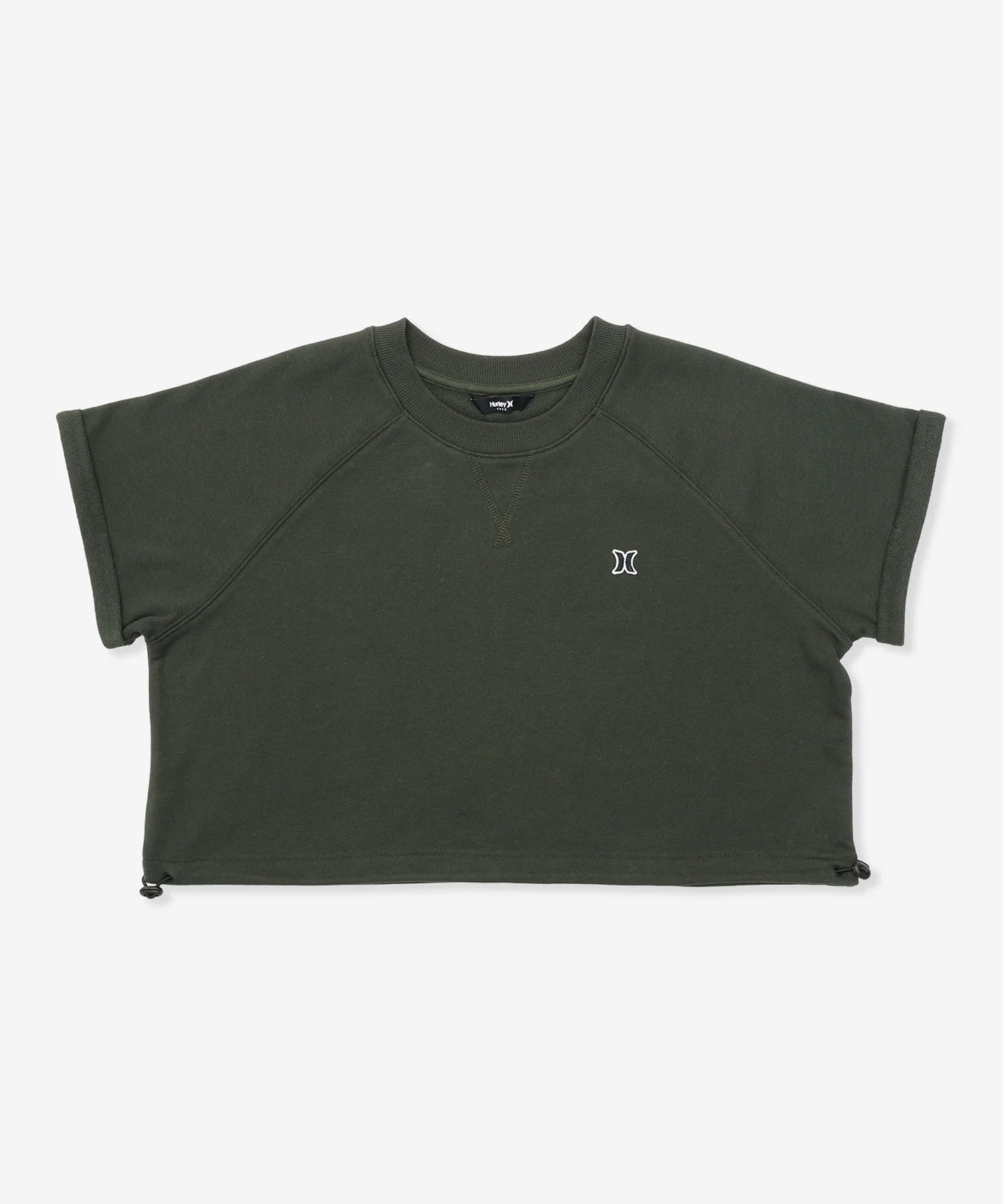 Hurley ハーレー 半袖 Tシャツ レディース クロップド丈 ショート丈 スウェット生地 ワンポイント ロゴ WCSS251056(BLK-FREE)