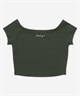 Hurley ハーレー 半袖 Tシャツ レディース クロップド丈 ショート丈 シンプル ロゴ RIB OFF SHOULDER TEE WCSS251057(BLK-FREE)