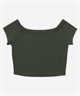 Hurley ハーレー 半袖 Tシャツ レディース クロップド丈 ショート丈 シンプル ロゴ RIB OFF SHOULDER TEE WCSS251057(BLK-FREE)