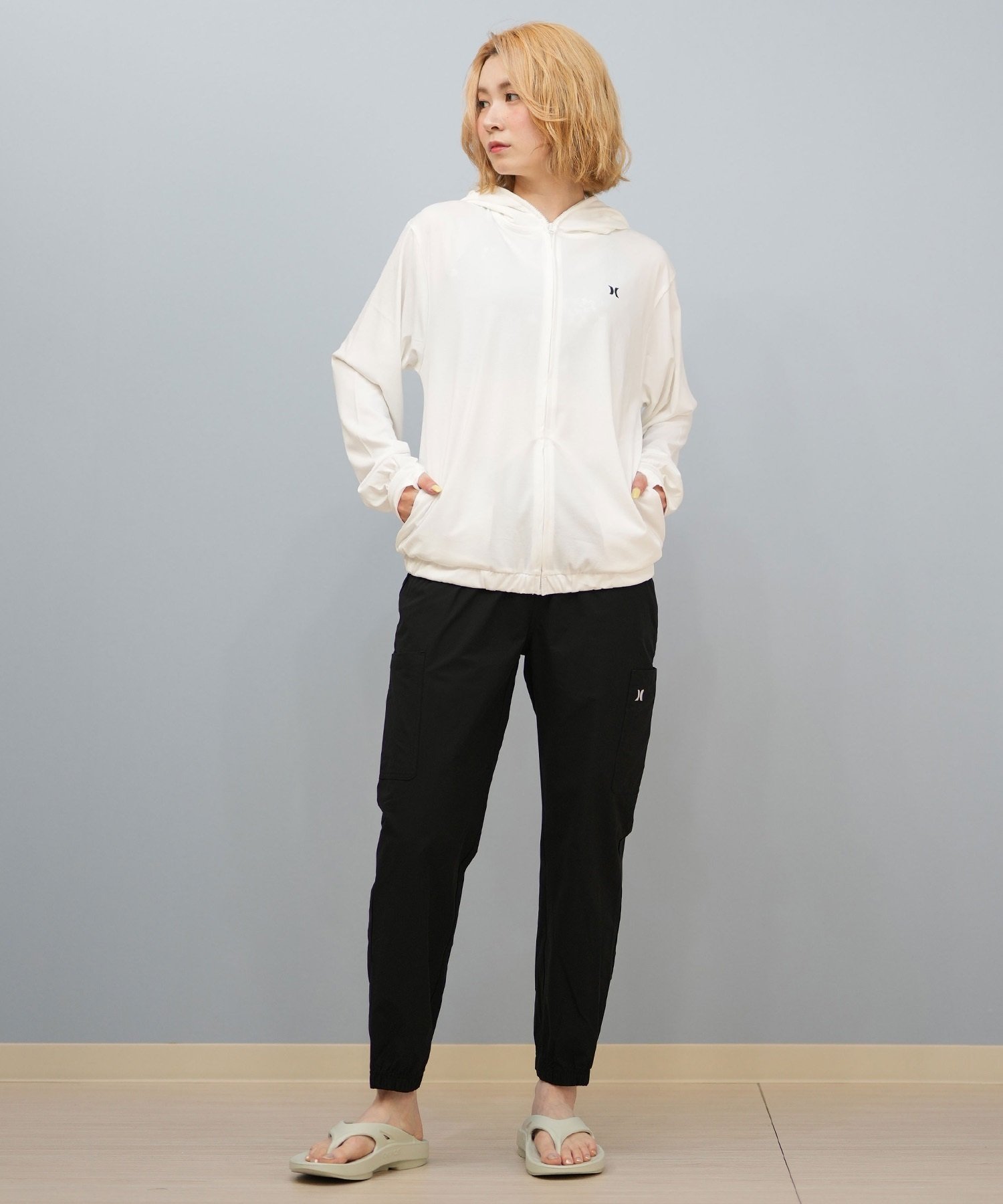 Hurley ハーレー 水着 ラッシュガード ジップアップ パーカー レディース 水陸両用 吸汗速乾 UVカット WSRG251002(WHT-M)