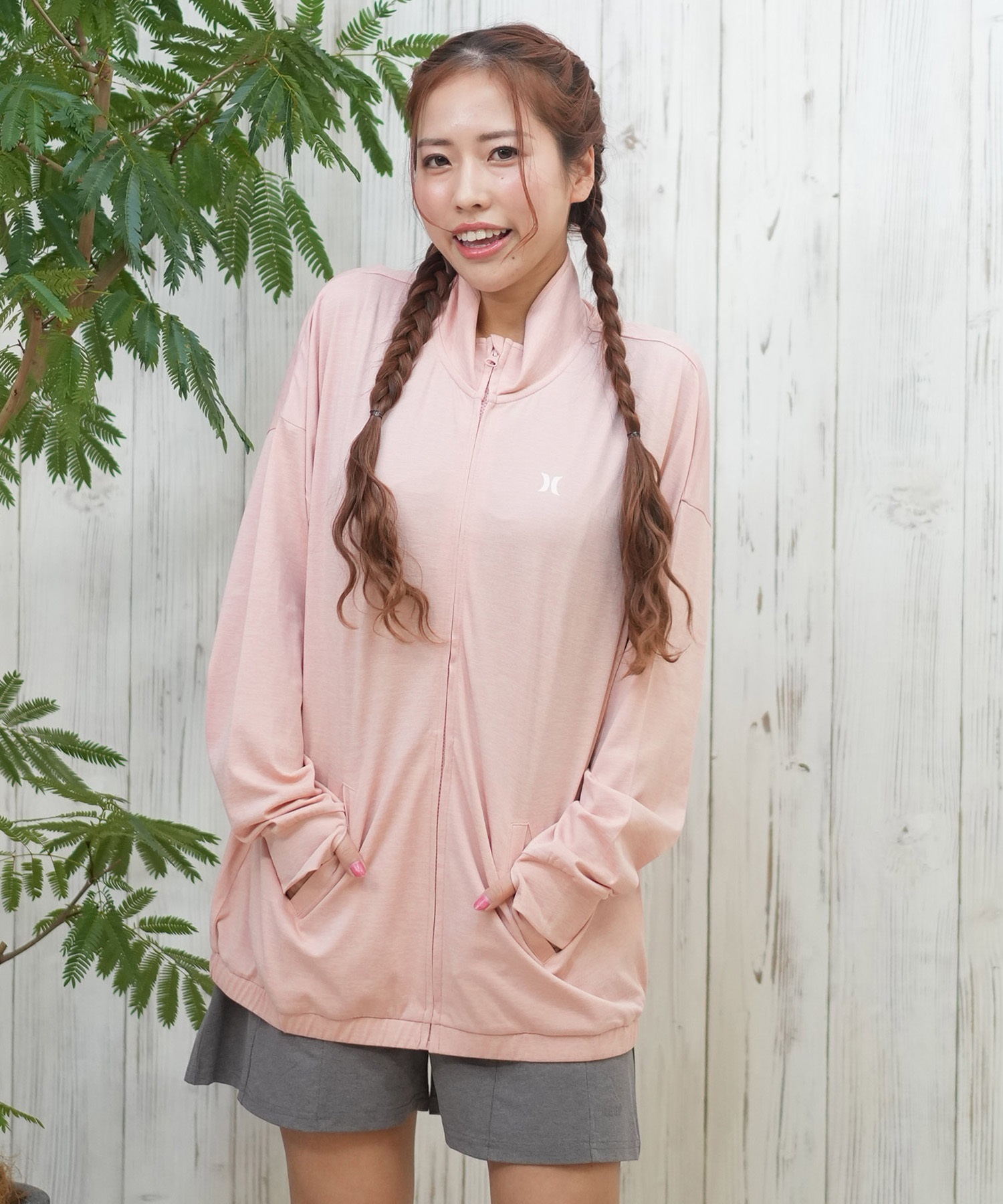 Hurley ハーレー 水着 レディース ラッシュガード ジップアップ バックプリント 水陸両用 吸汗速乾 UVカット WSRG251008(WHT-S)