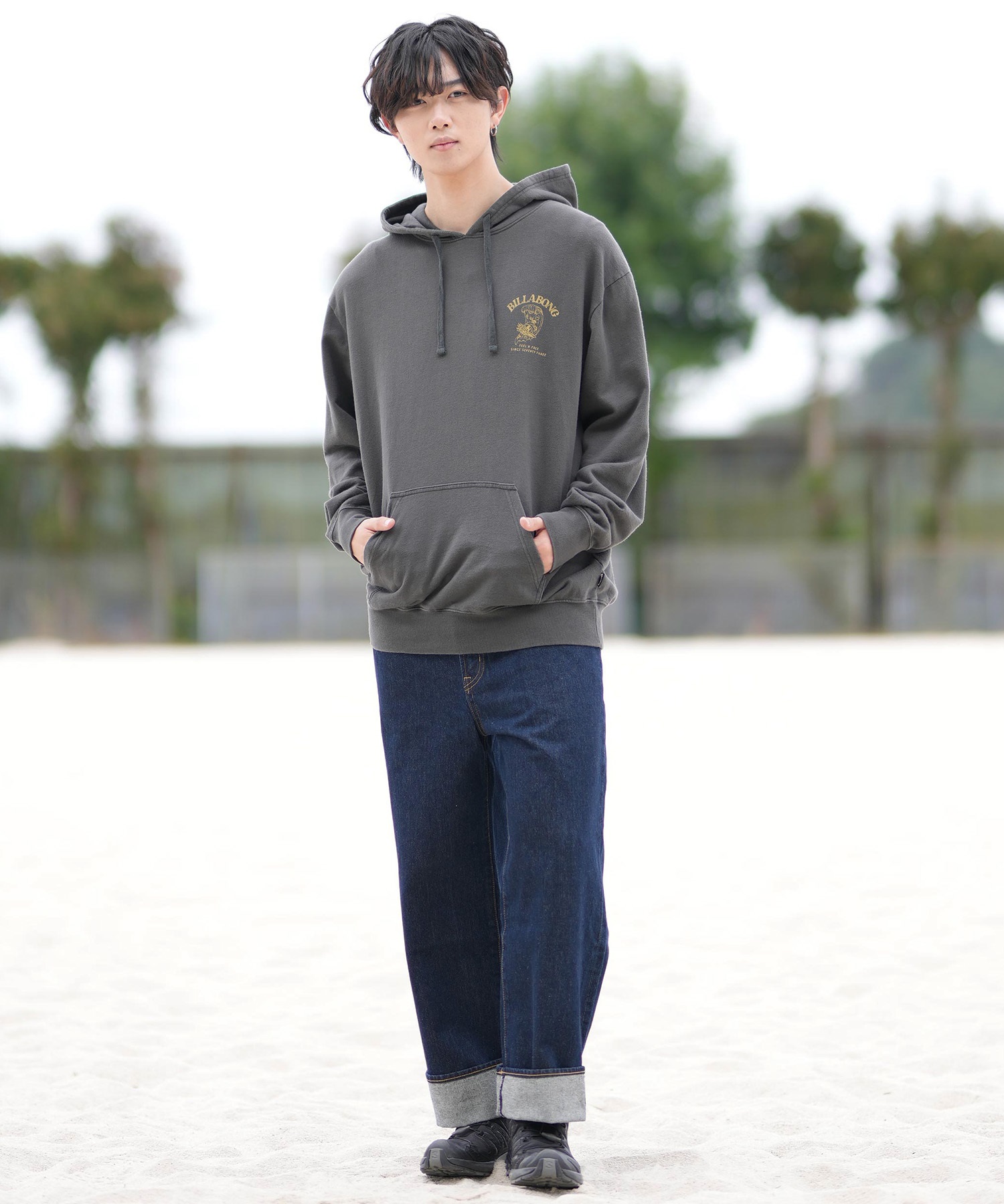 BRONCOS フード付きスウェットシャツ 青 BILLABONG ビラボン パーカー プルオーバー メンズ フーディー