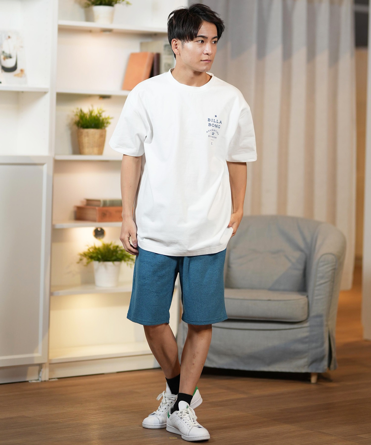 BILLABONG ビラボン 半袖 Tシャツ メンズ バックプリント ストレッチ オーバーサイズ SAHARA BF011-217(WHT-M)
