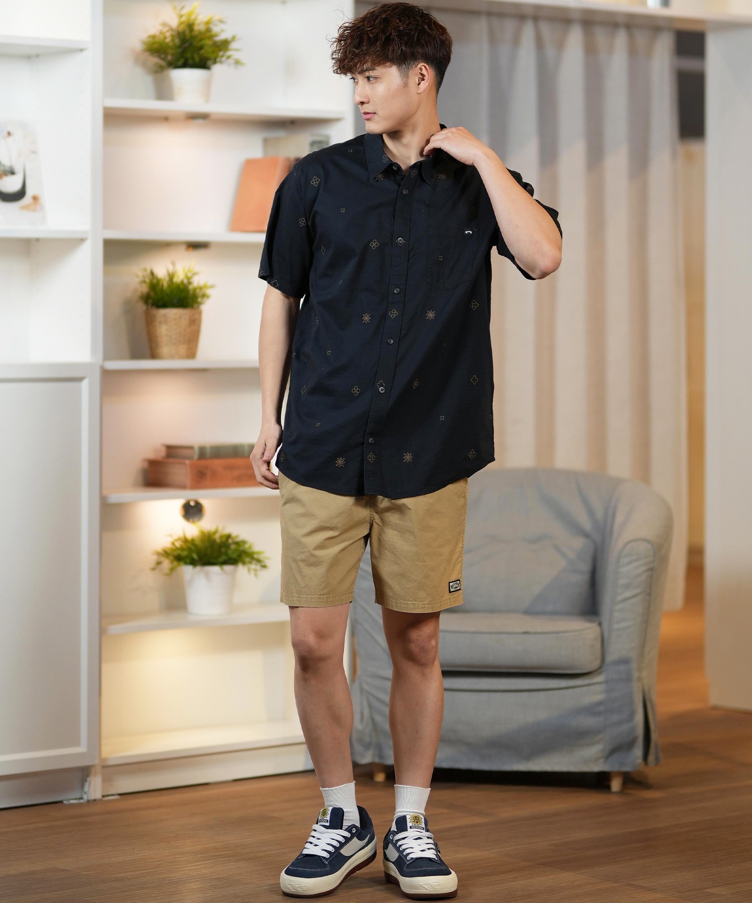 BILLABONG ビラボン 半袖シャツ メンズ 総柄 ストレッチ SUNDAYS MINI