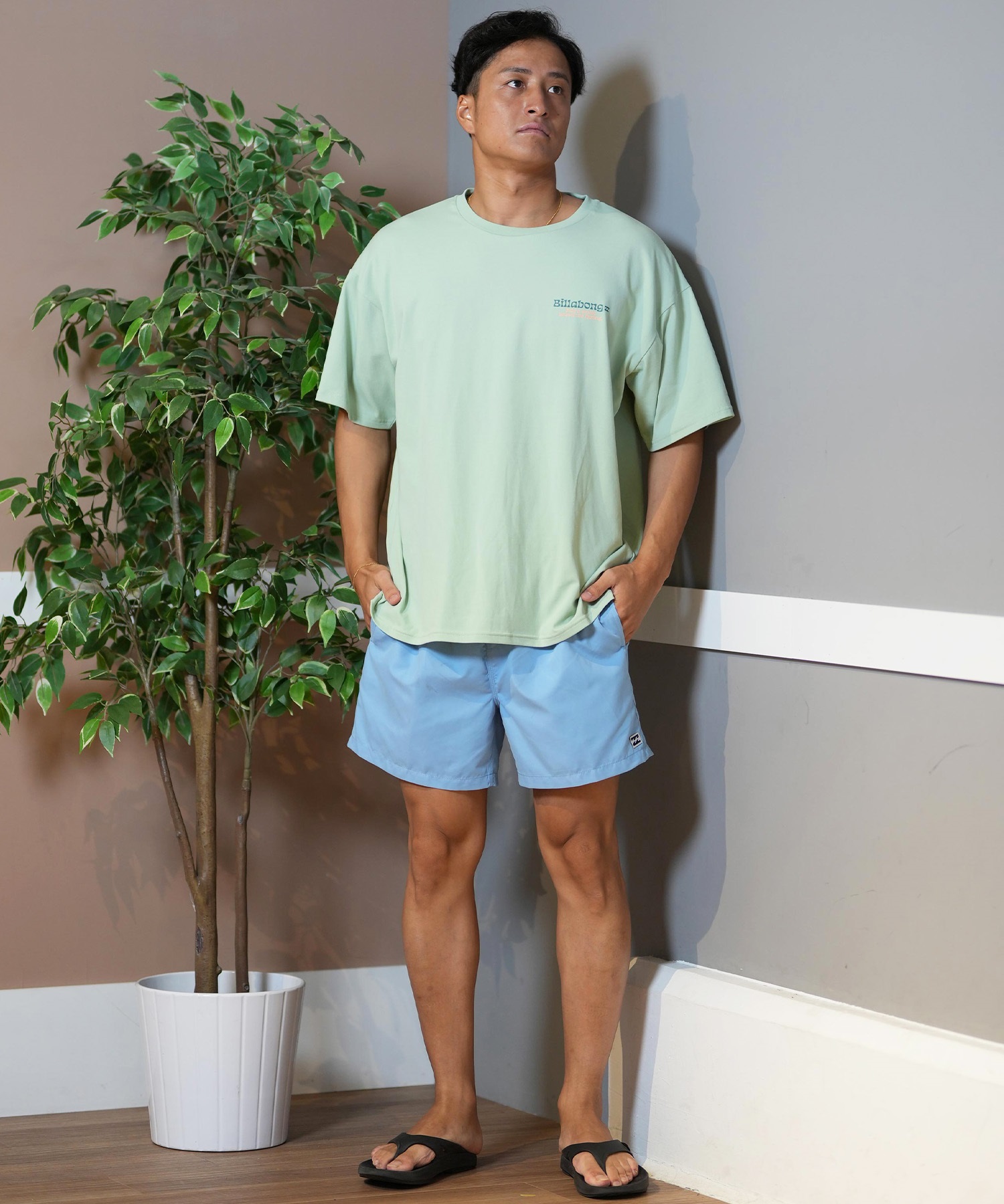BILLABONG ビラボン 水着 トランクス メンズ ボードショーツ サーフパンツ ワンポイント ロゴ 16インチ 水陸両用 BF011-530(BLK-S)