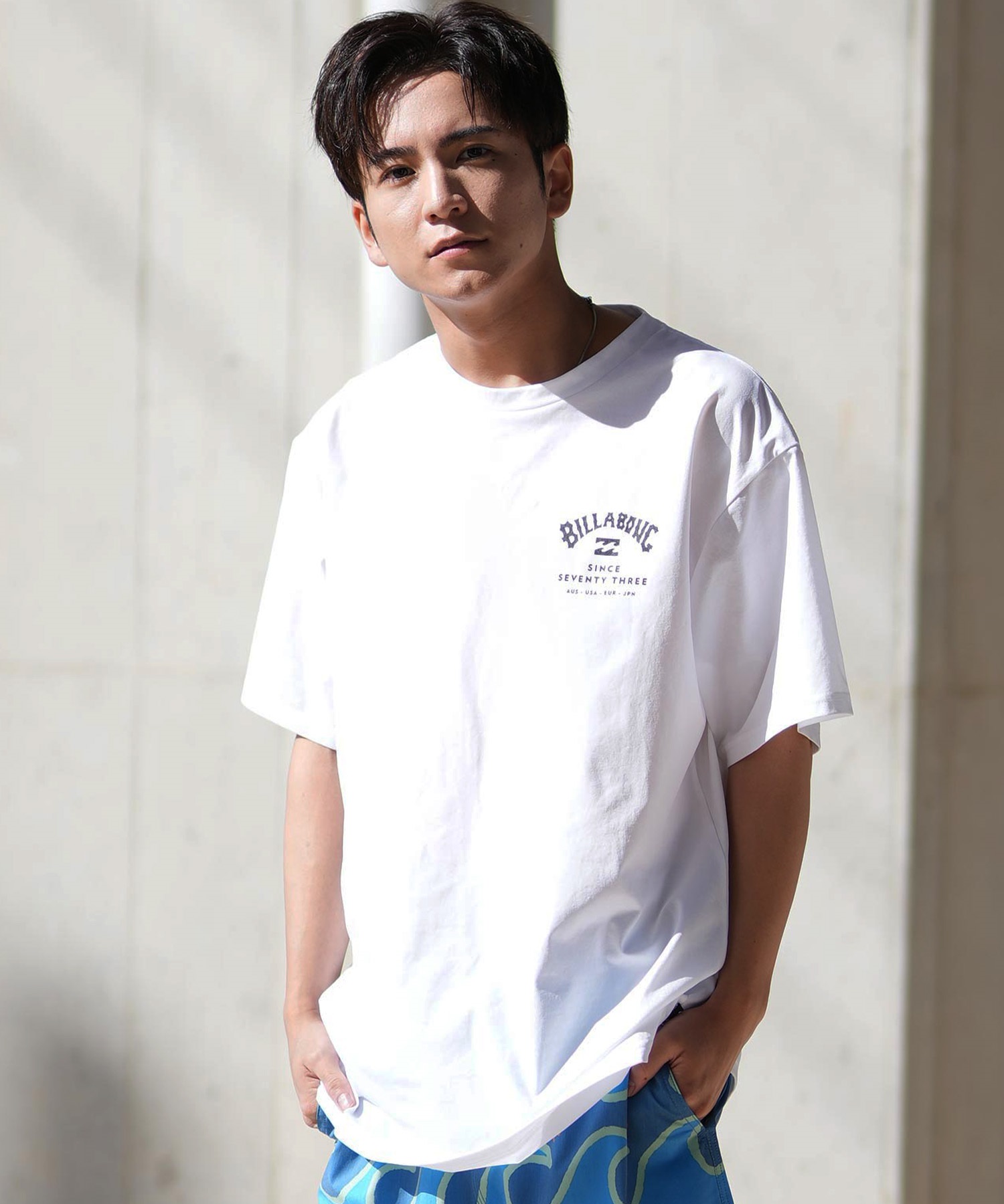 BILLABONG ビラボン ラッシュガード 半袖 メンズ Tシャツ バックプリント 水陸両用 UVカット SURF FLEX TEE BF011-858(WHT-M)