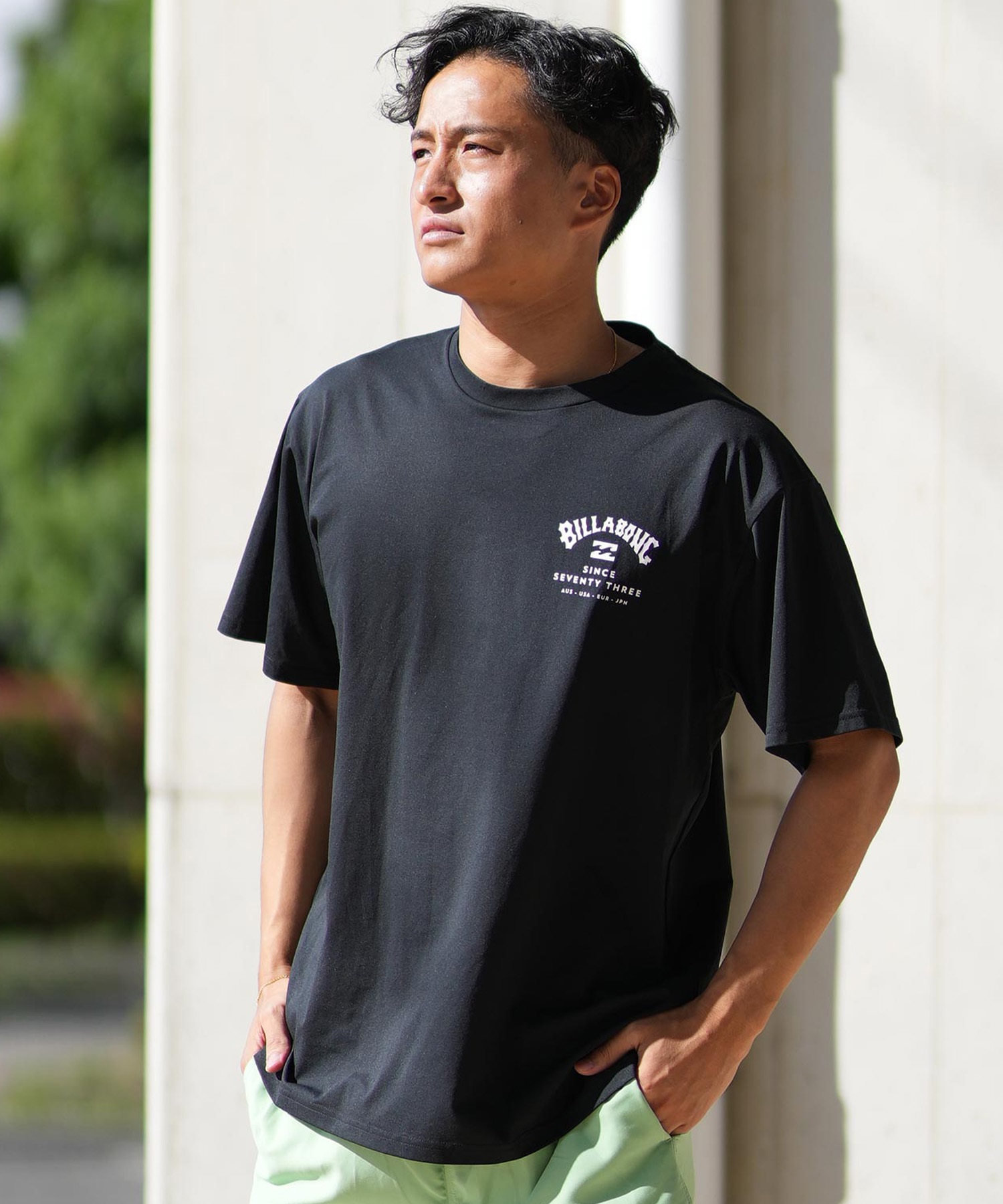 BILLABONG ビラボン ラッシュガード 半袖 メンズ Tシャツ バックプリント 水陸両用 UVカット SURF FLEX TEE BF011-858(WHT-M)