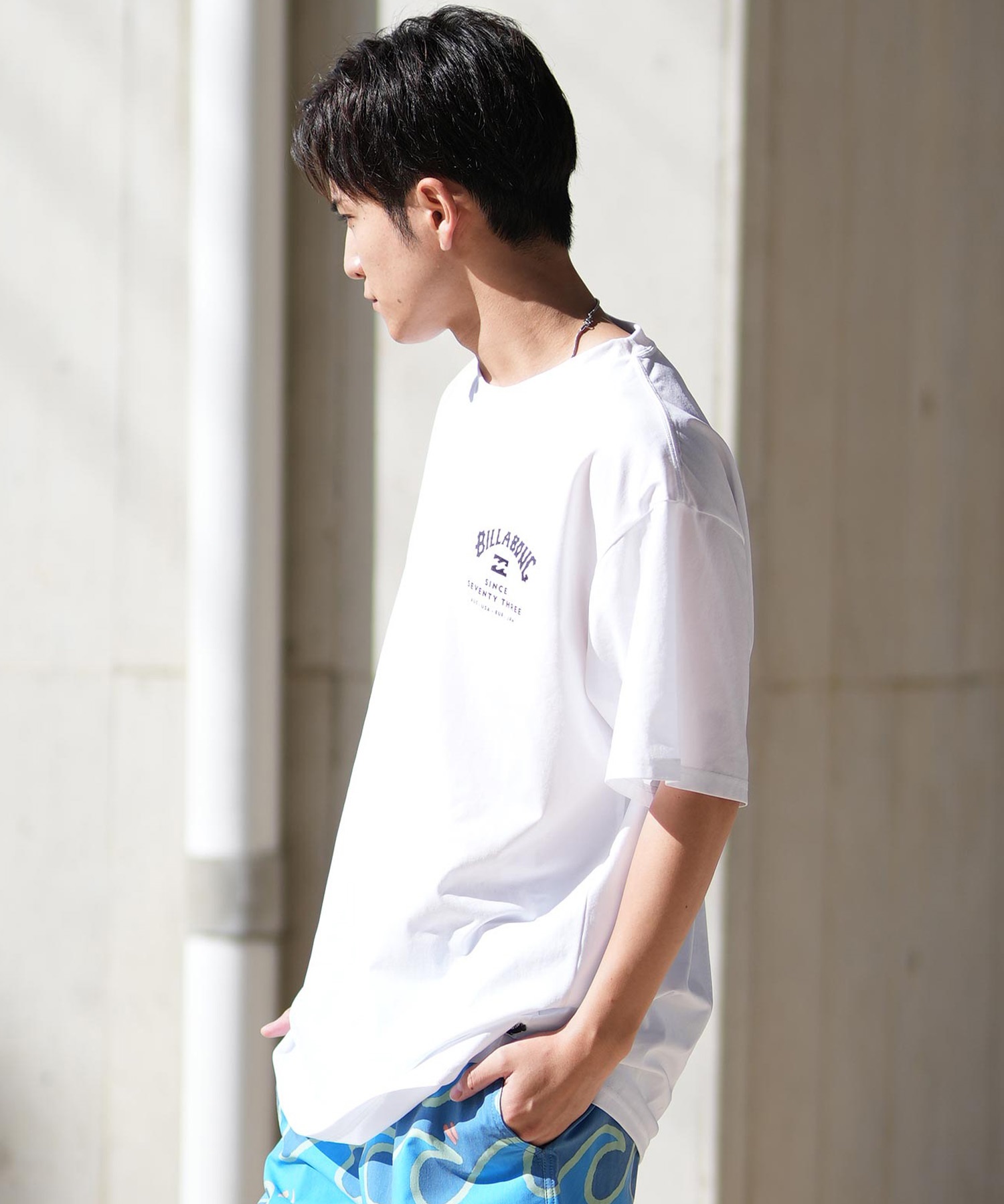 BILLABONG ビラボン ラッシュガード 半袖 メンズ Tシャツ バックプリント 水陸両用 UVカット SURF FLEX TEE BF011-858(WHT-M)