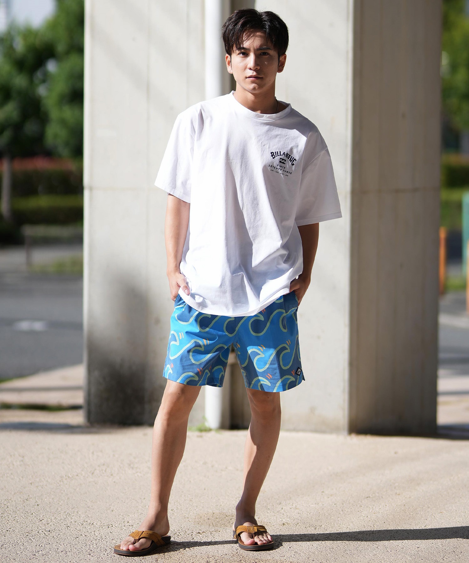 BILLABONG ビラボン ラッシュガード 半袖 メンズ Tシャツ バックプリント 水陸両用 UVカット SURF FLEX TEE BF011-858(WHT-M)