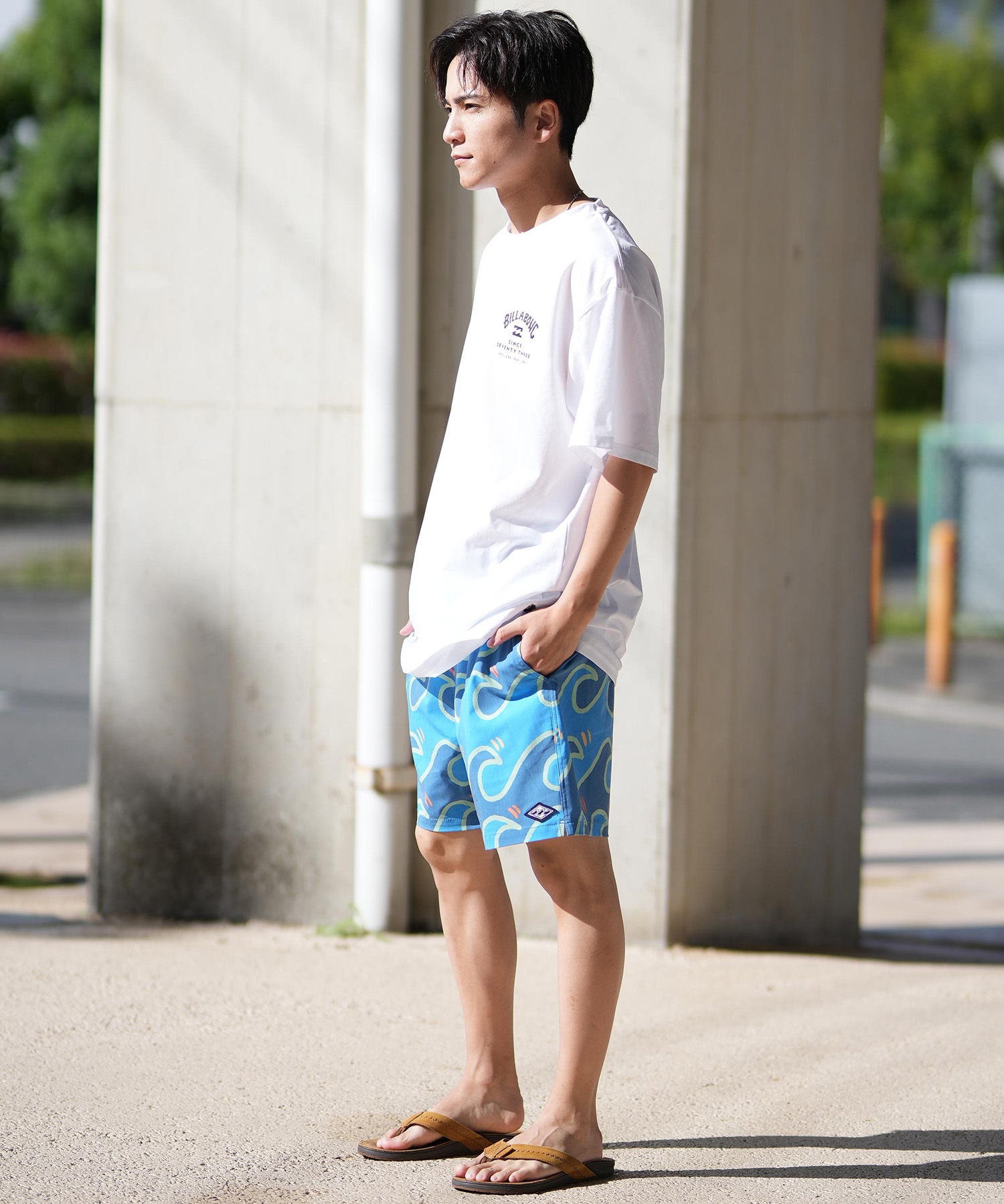 BILLABONG ビラボン ラッシュガード 半袖 メンズ Tシャツ バックプリント 水陸両用 UVカット SURF FLEX TEE BF011-858(WHT-M)