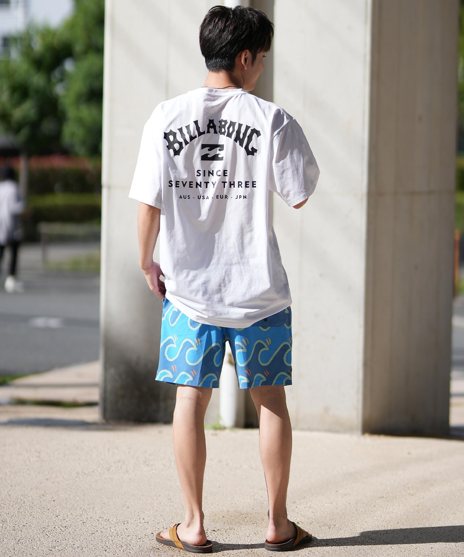 BILLABONG ビラボン ラッシュガード 半袖 メンズ Tシャツ バックプリント 水陸両用 UVカット SURF FLEX TEE BF011-858(WHT-M)