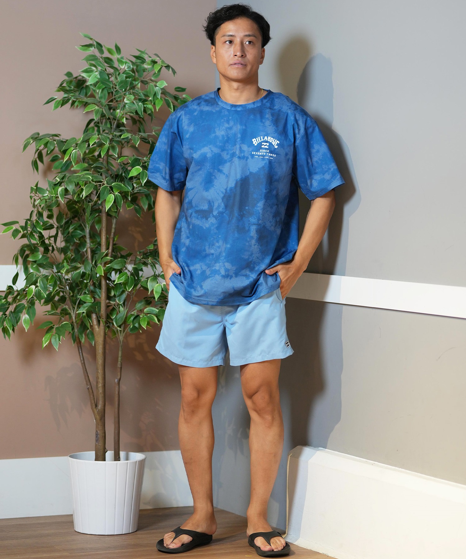 BILLABONG ビラボン ラッシュガード 半袖 メンズ Tシャツ バックプリント 水陸両用 UVカット SURF FLEX TEE BF011-858(WHT-M)