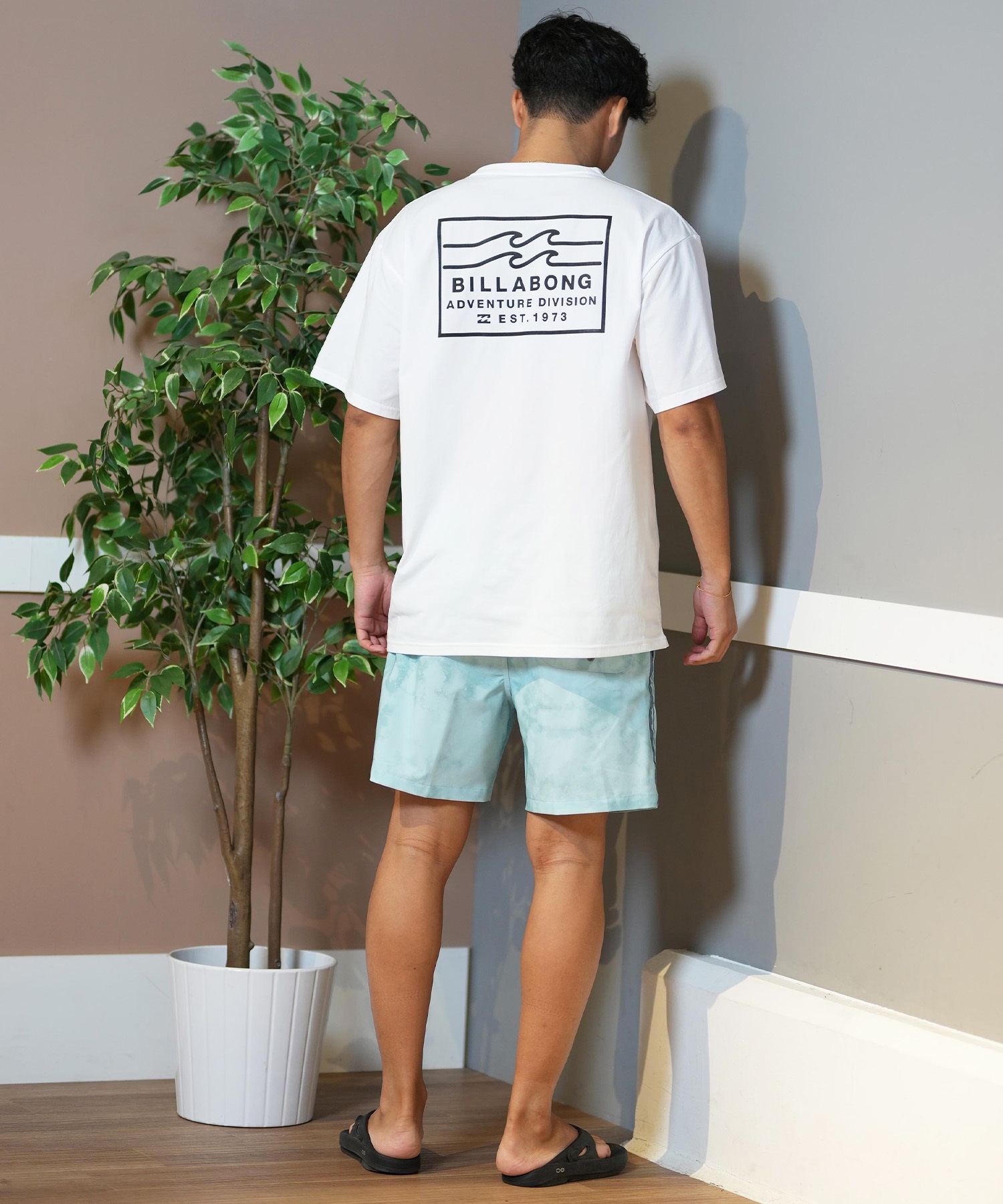 BILLABONG ビラボン ラッシュガード メンズ 半袖 Tシャツ バックプリント 水陸両用 UVカット BF011-859(WHT-M)